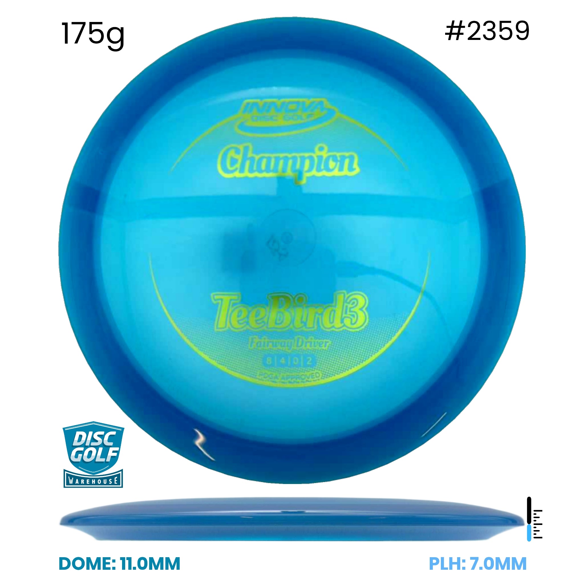 Disc Golf Warehouse Innova Teebird3 - Champion Plastic Blue/Black 175g