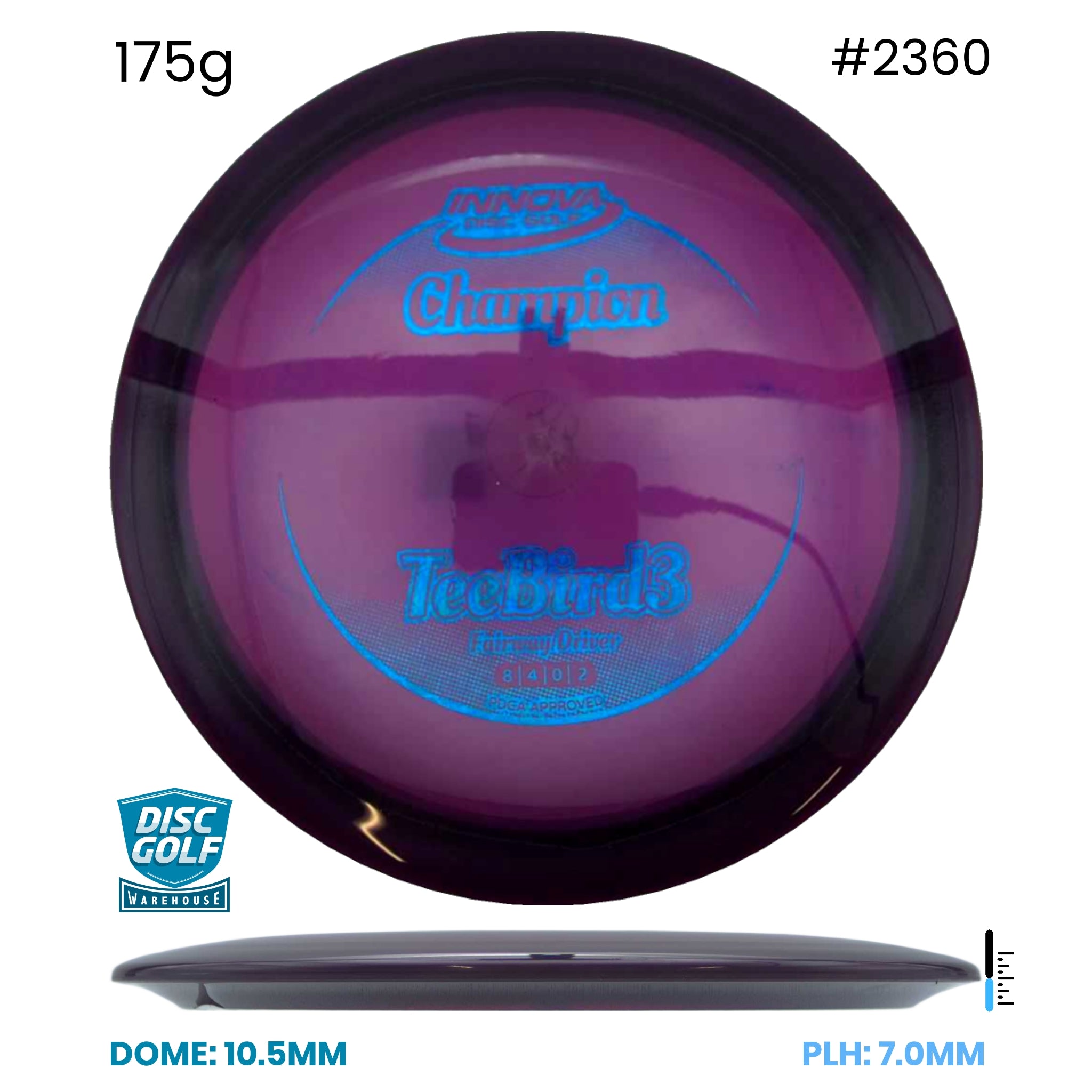 Disc Golf Warehouse Innova Teebird3 - Champion Plastic Purple/Black 175g