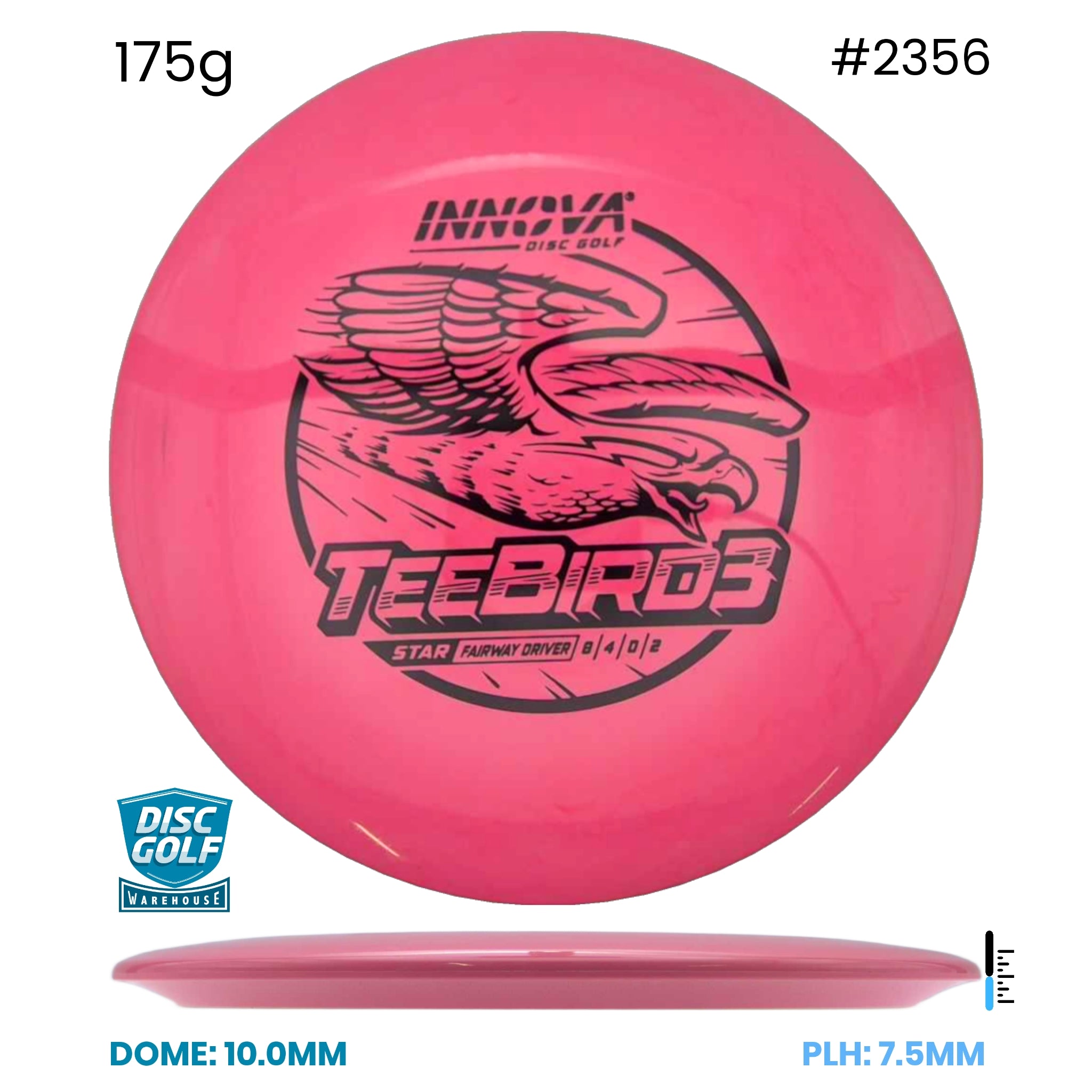 Disc Golf Warehouse Innova Teebird3 - Star Plastic Pink/Black 175g