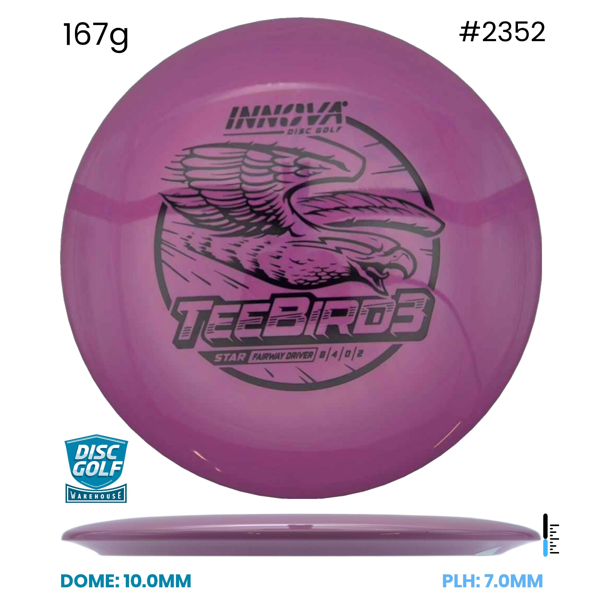 Disc Golf Warehouse Innova Teebird3 - Star Plastic Purple/Black 167g