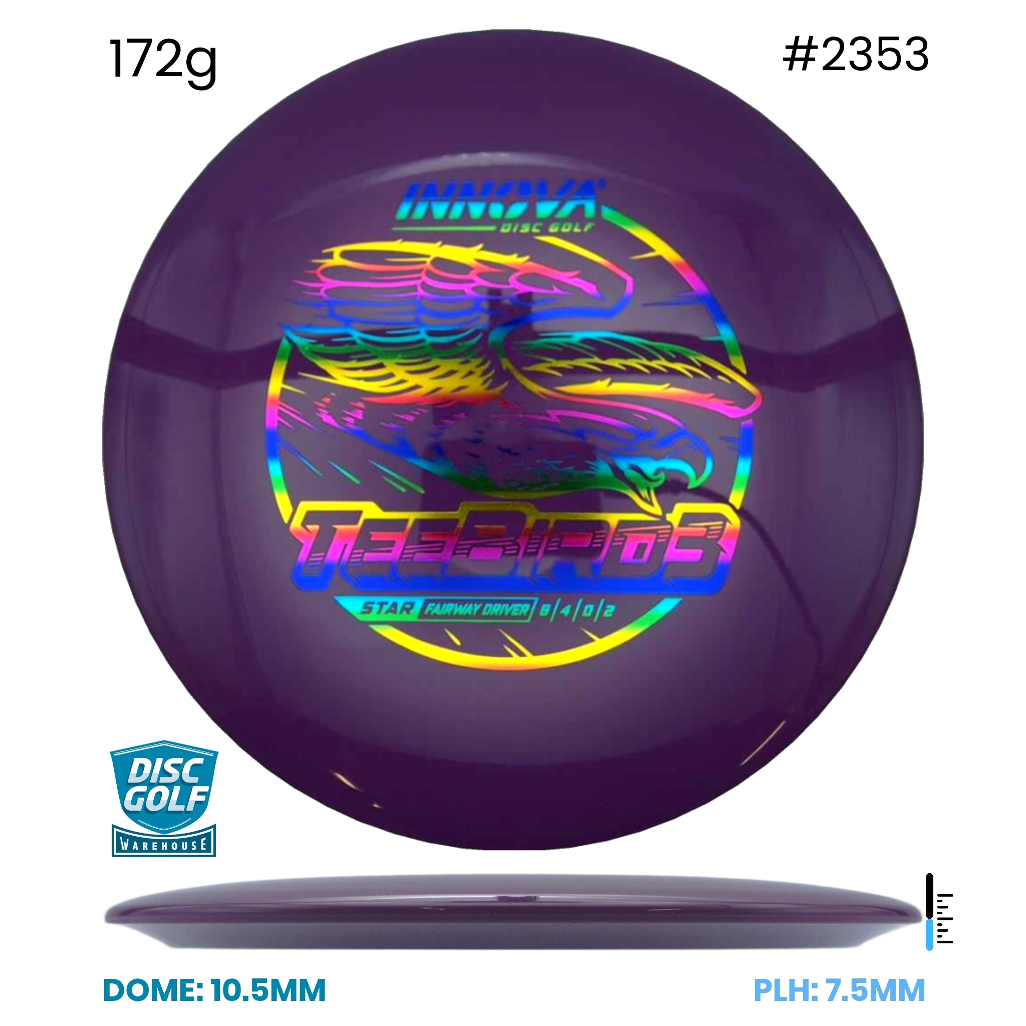 Disc Golf Warehouse Innova Teebird3 - Star Plastic Purple/Black 172g
