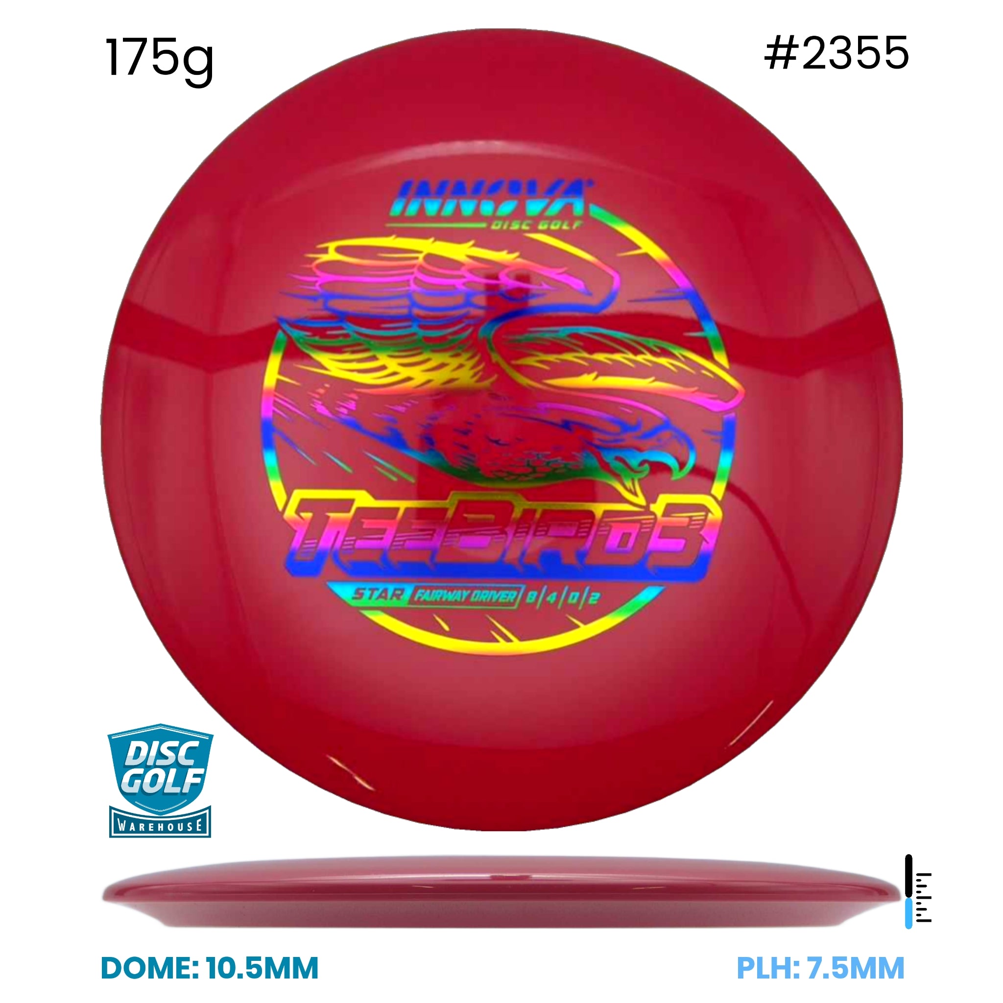 Disc Golf Warehouse Innova Teebird3 - Star Plastic Red/Rainbow Holo 175g