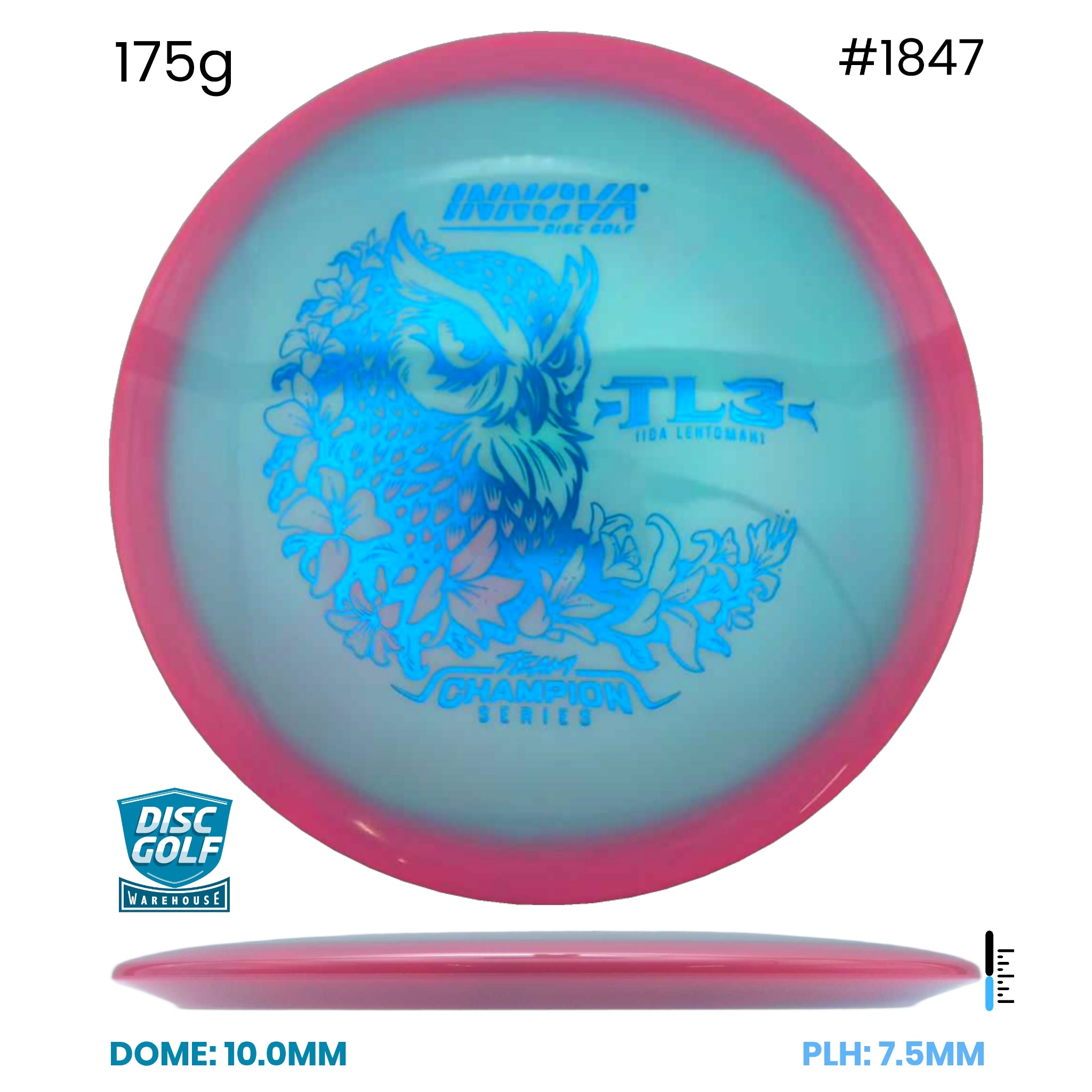 Disc Golf Warehouse Innova TL3 - Proto Glow Halo Star Plastic - Iida Lehtomäki 2026 Tour Series Blue/Blue Metallic 175g