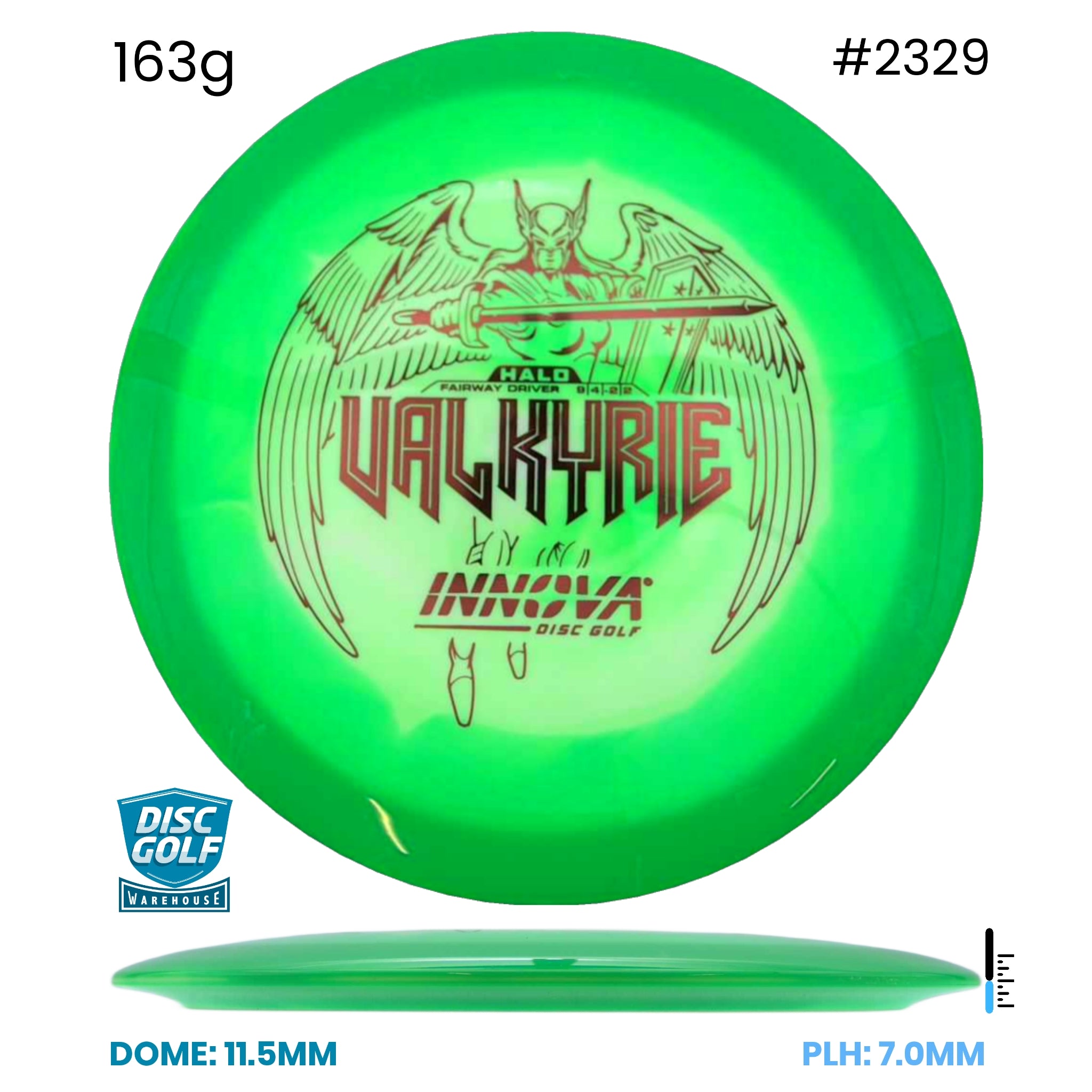 Disc Golf Warehouse Innova Valkyrie - Halo Star Plastic Green/Red Metallic, Black 163g