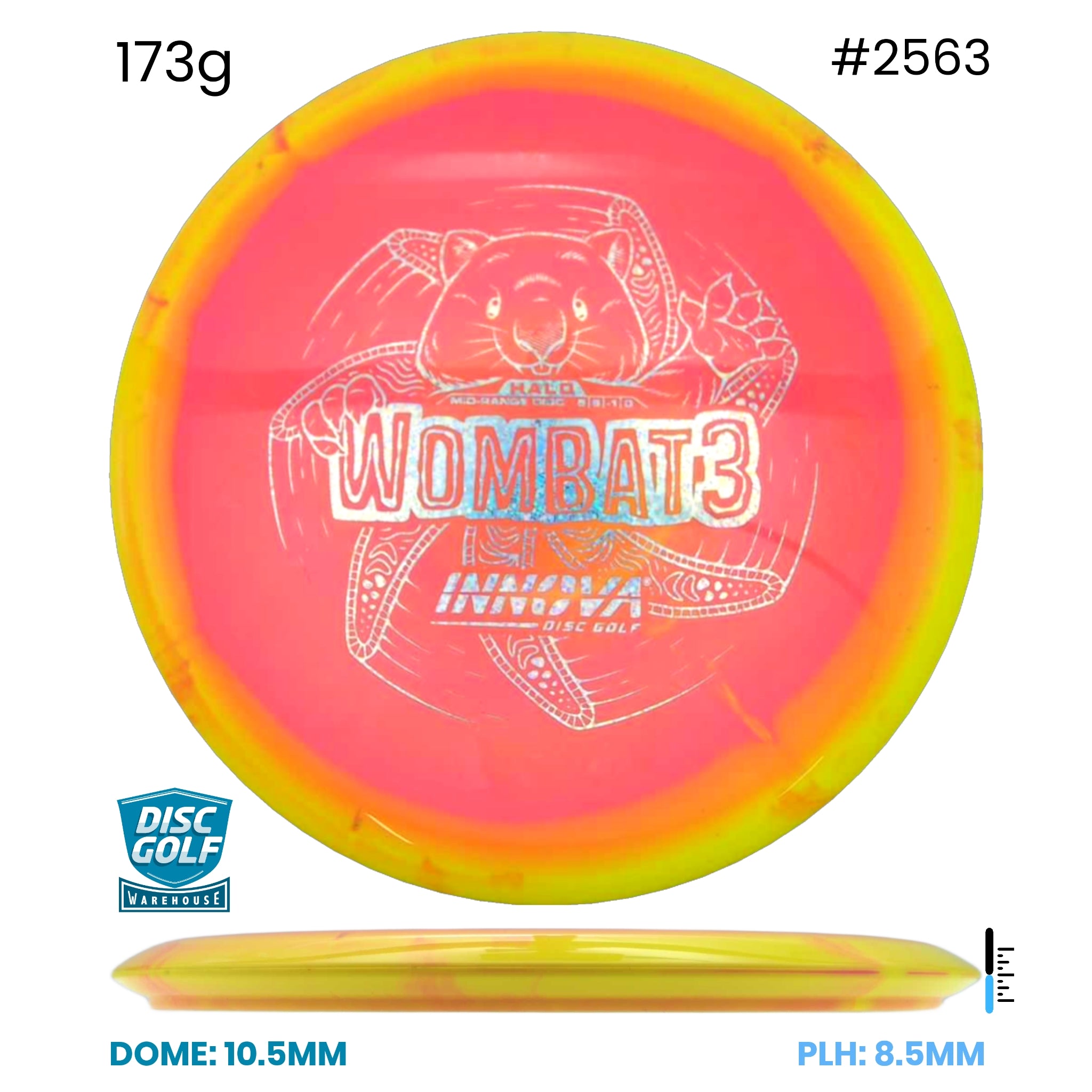 Disc Golf Warehouse Innova Wombat3 - Halo Star Plastic Pink/White, Rainbow Holo 173g
