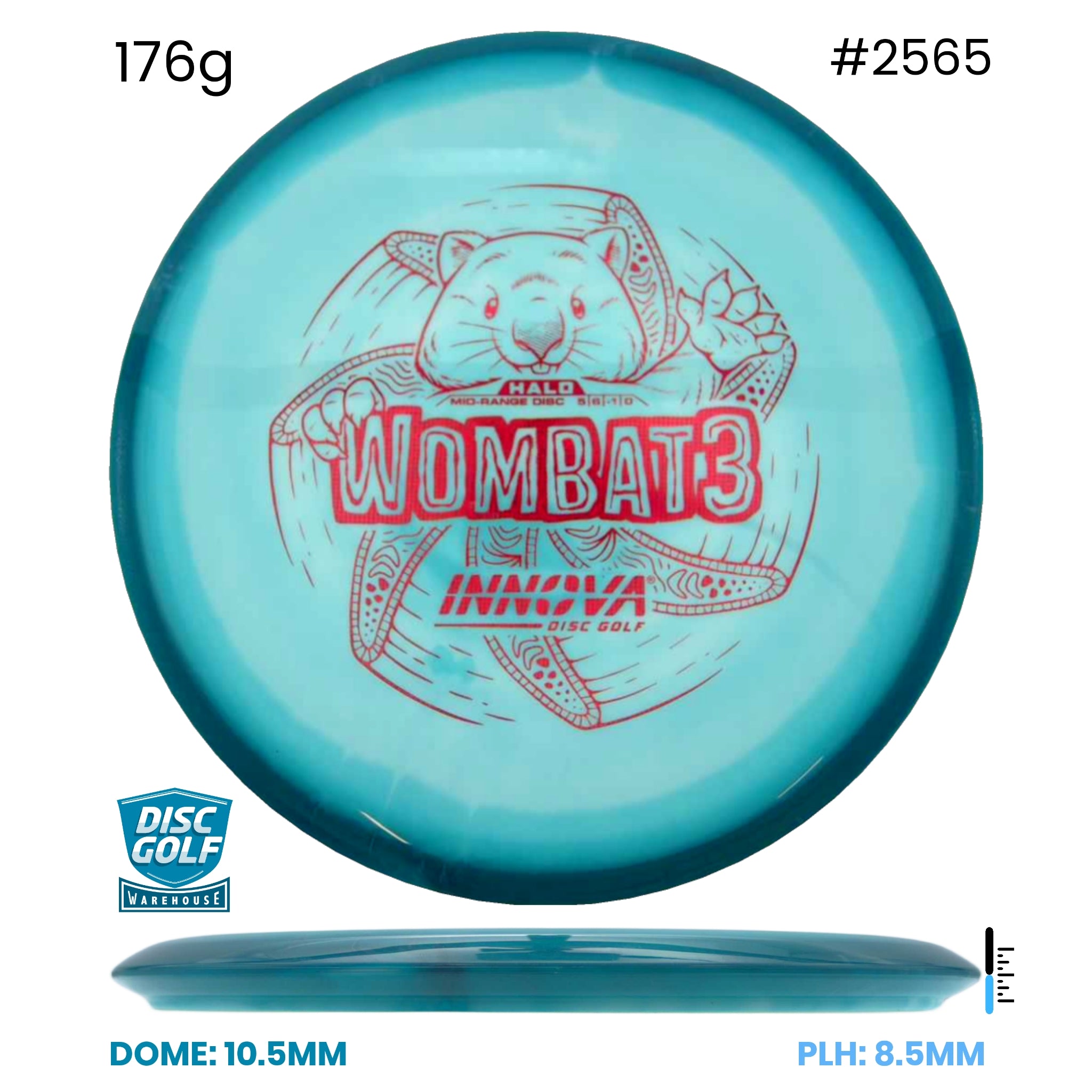 Disc Golf Warehouse Innova Wombat3 - Halo Star Plastic Turquoise/Red Metallic 176g