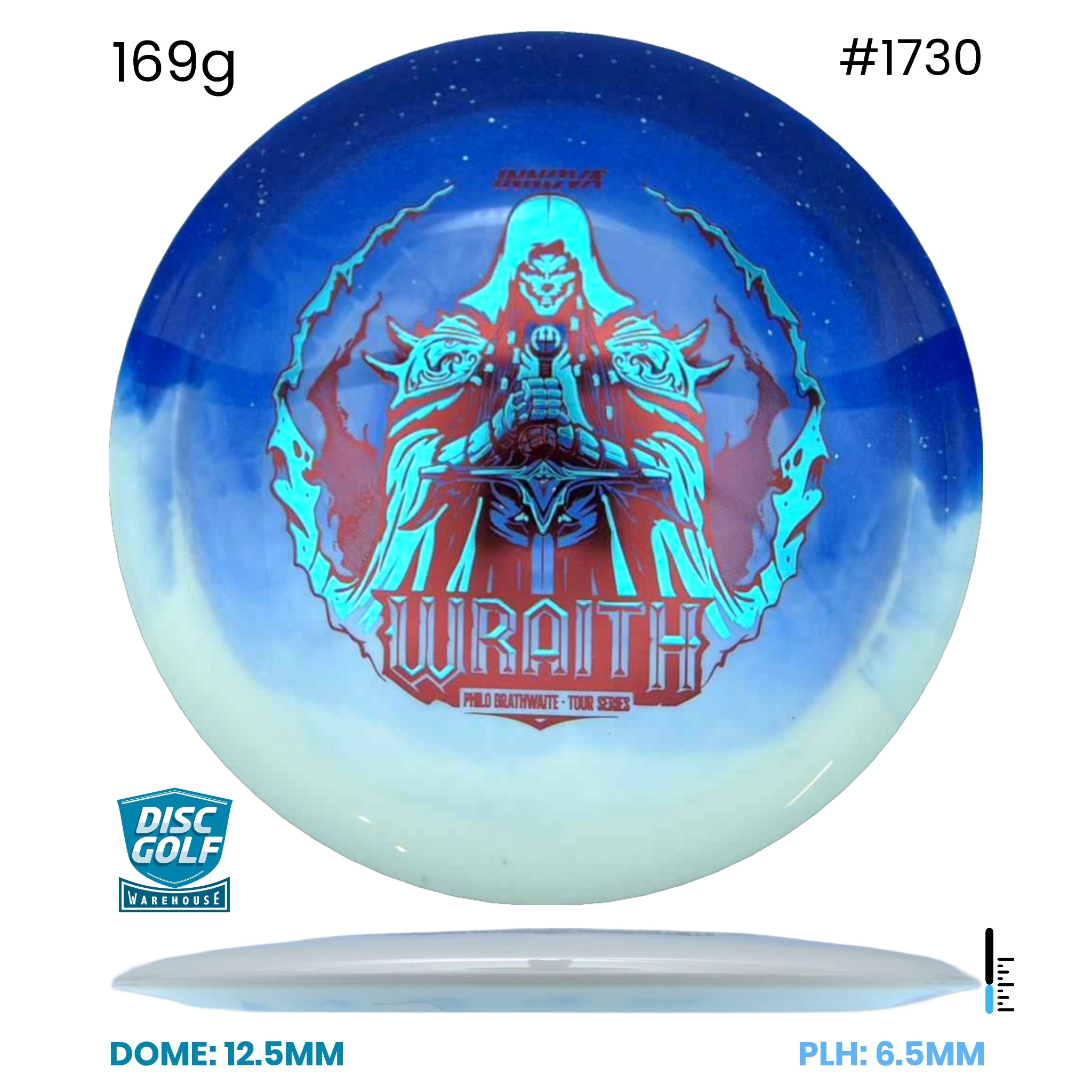 Disc Golf Warehouse Innova Wraith - Duo Plastic - Philo Brathwaite 2026 Tour Series Blue/Red Metallic, Blue Metallic 169g