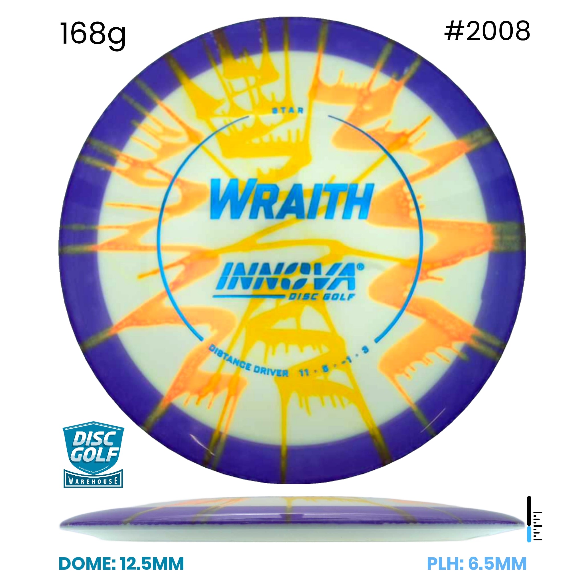 Disc Golf Warehouse Innova Wraith - I Dye Star Plastic White/Blue Metallic 168g