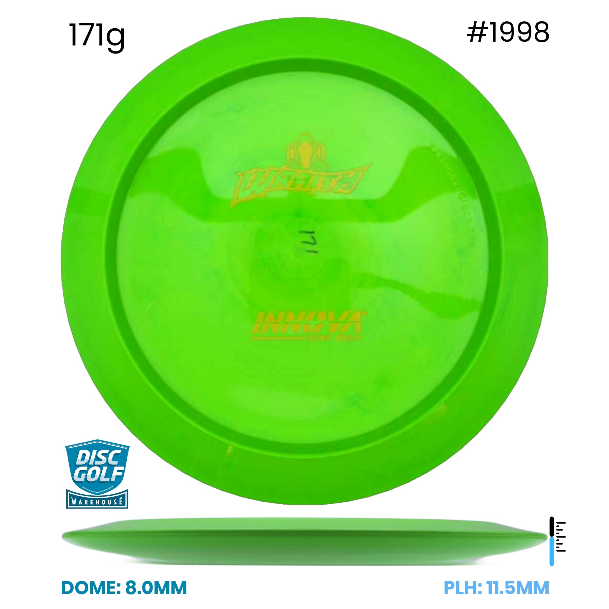 Disc Golf Warehouse Innova Wraith - Star Bottom Stamp Green/Gold 171g