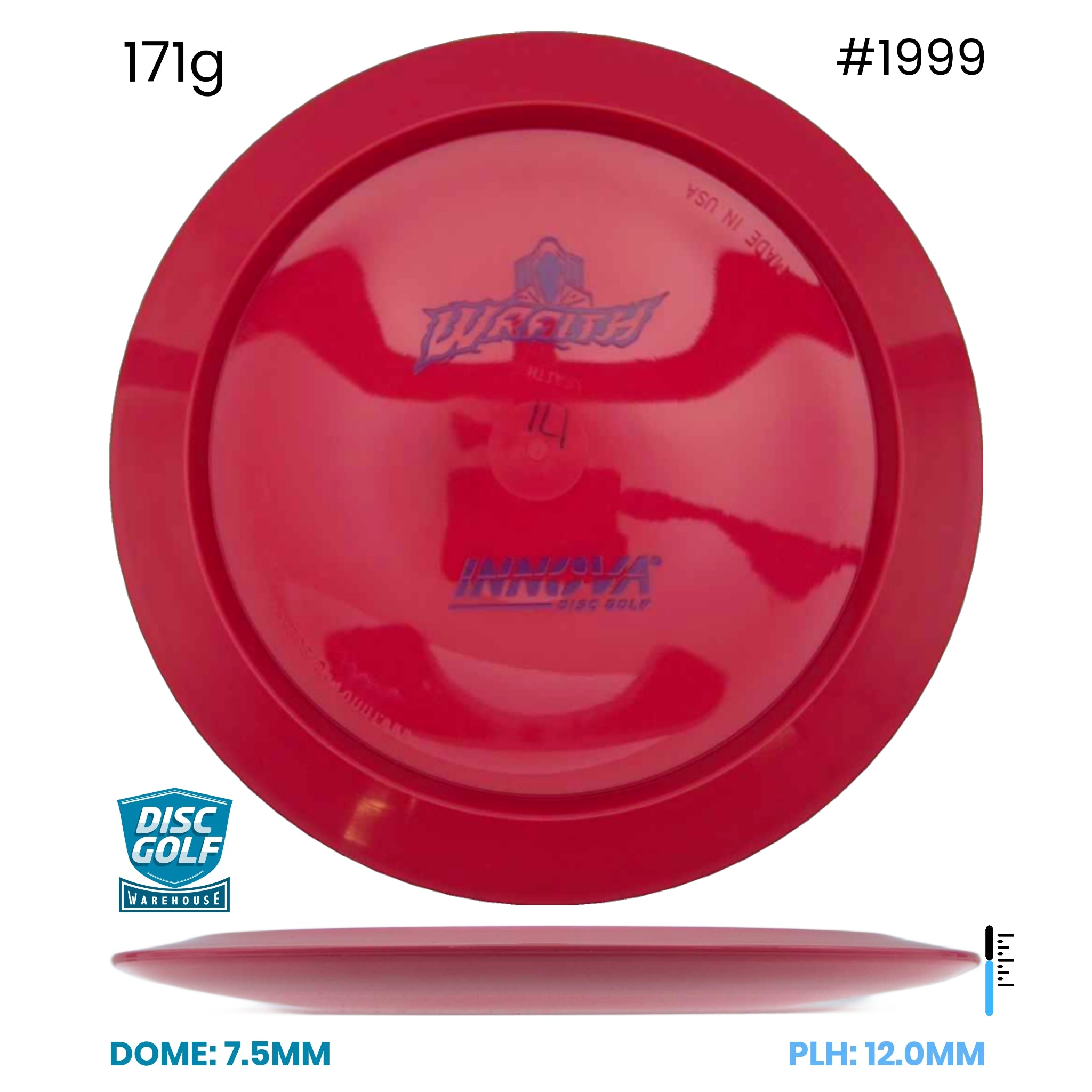 Disc Golf Warehouse Innova Wraith - Star Bottom Stamp Red/Purple Metallic 171g