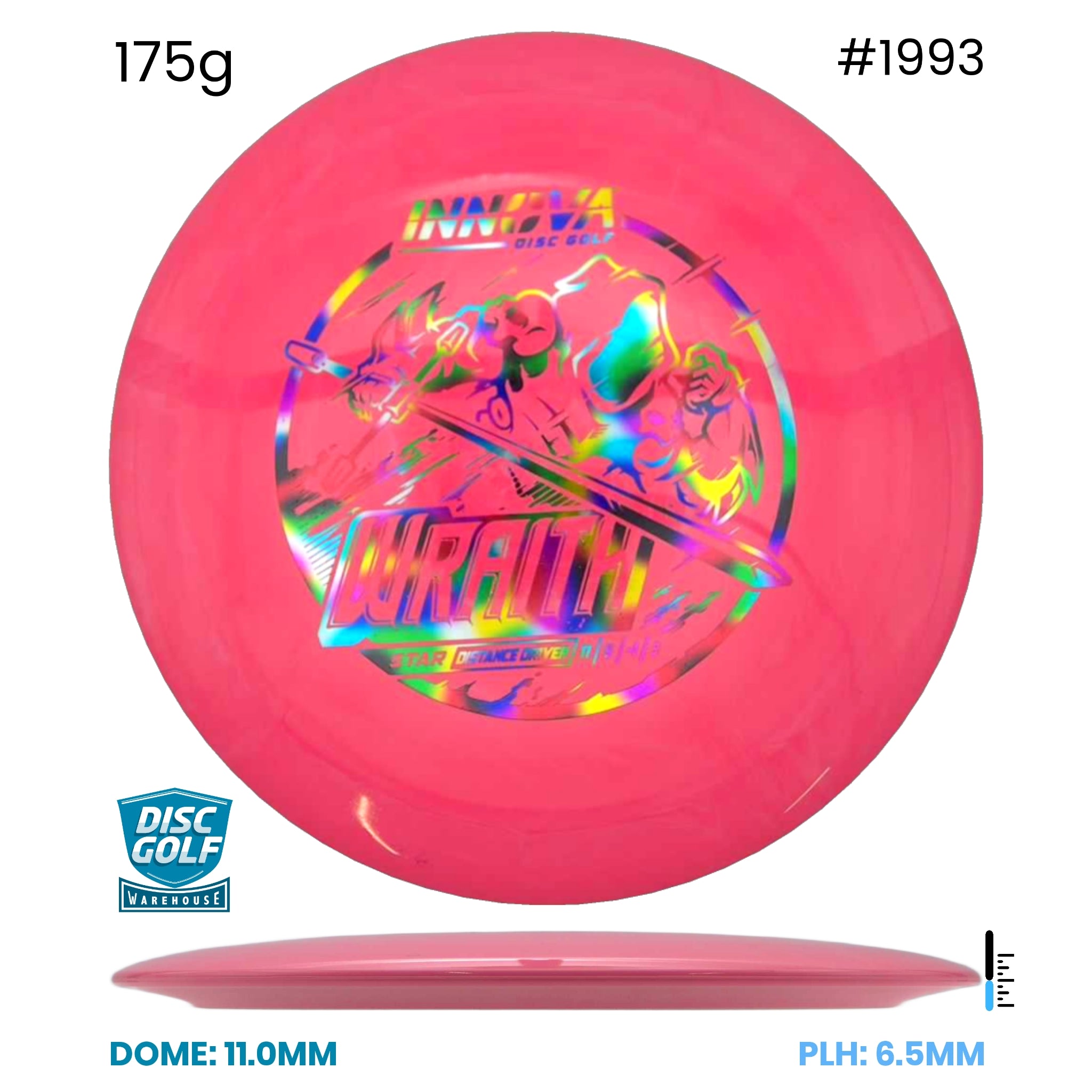 Disc Golf Warehouse Innova Wraith - Star Plastic Pink/Rainbow Holo 175g