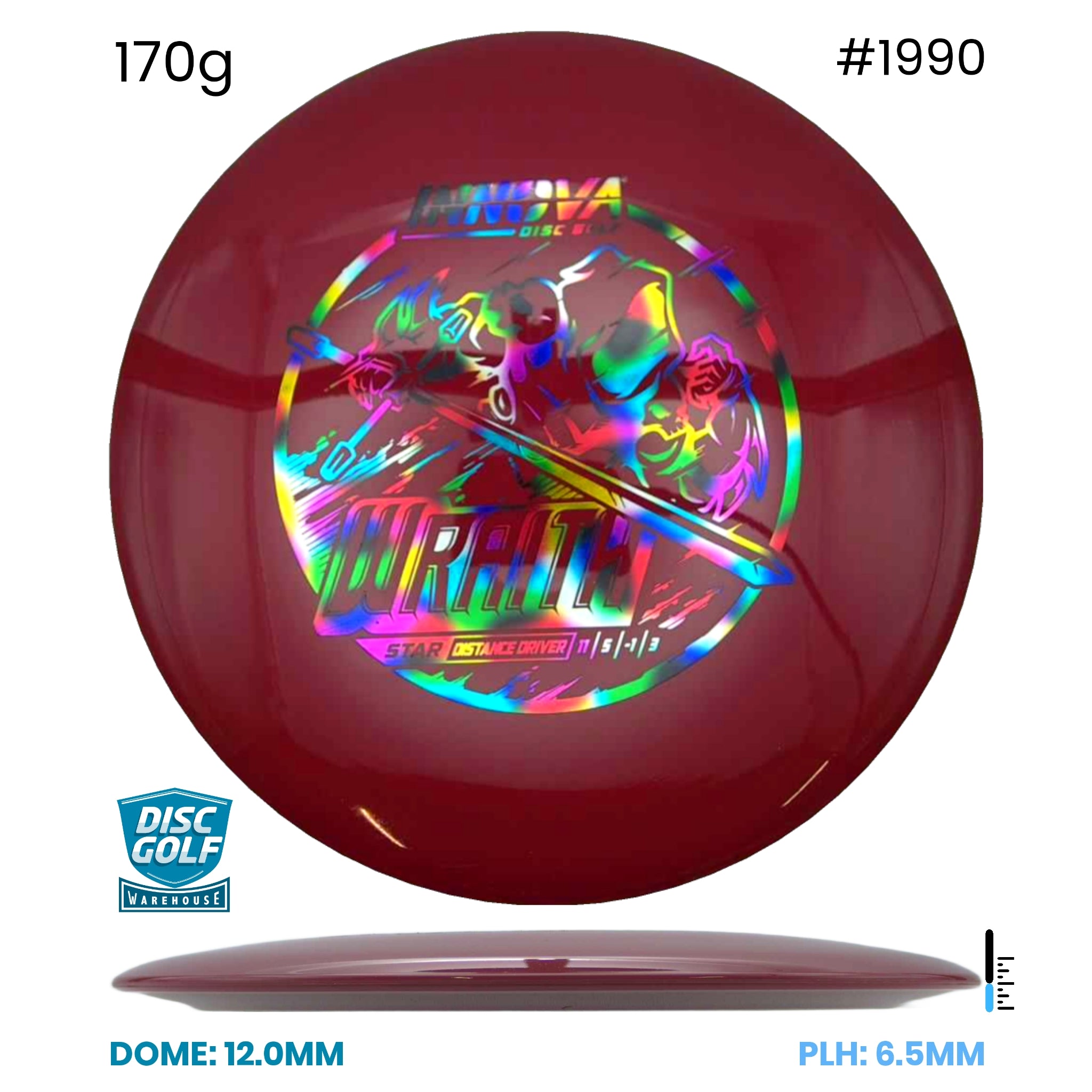 Disc Golf Warehouse Innova Wraith - Star Plastic Red/Rainbow Holo 170g