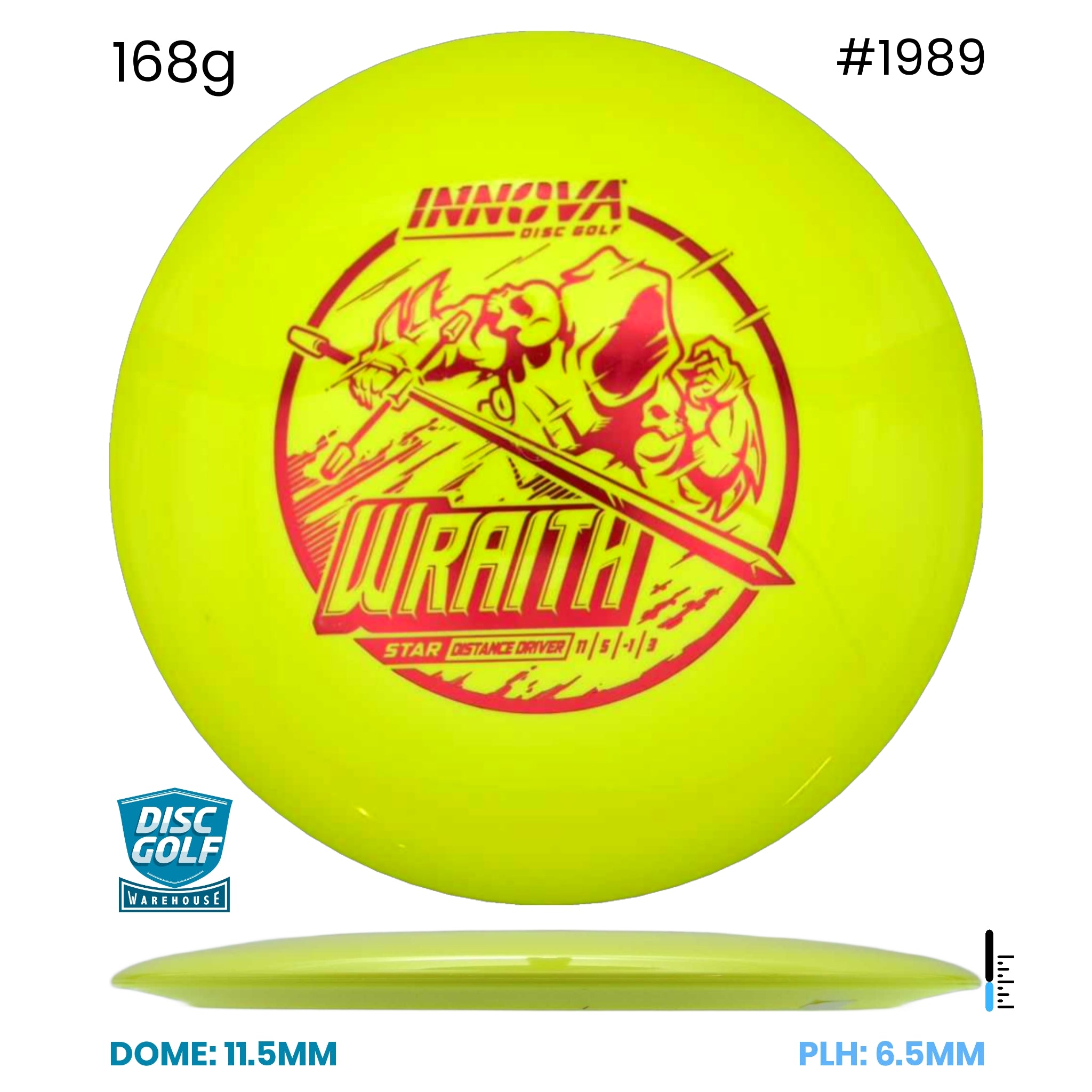 Disc Golf Warehouse Innova Wraith - Star Plastic Yellow/Red Metallic 168g