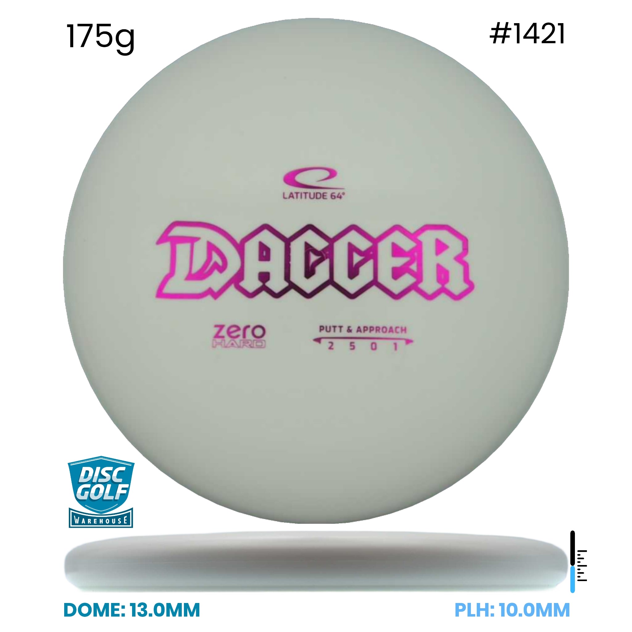 Disc Golf Warehouse Latitude 64 Dagger - Zero Hard Plastic White/Purple Metallic 175g