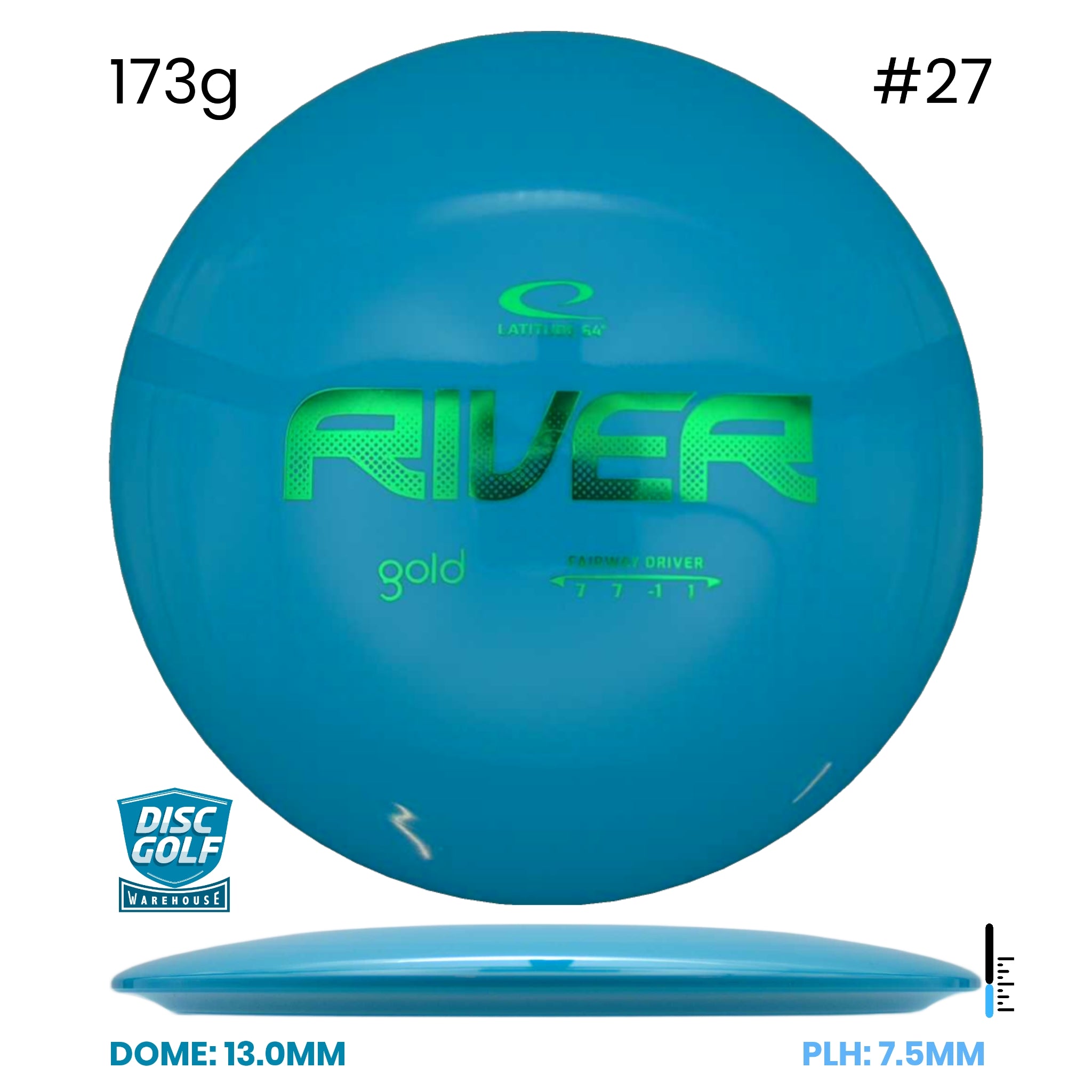 Disc Golf Warehouse Latitude 64 River - Gold Plastic Blue/Green Metallic 173g
