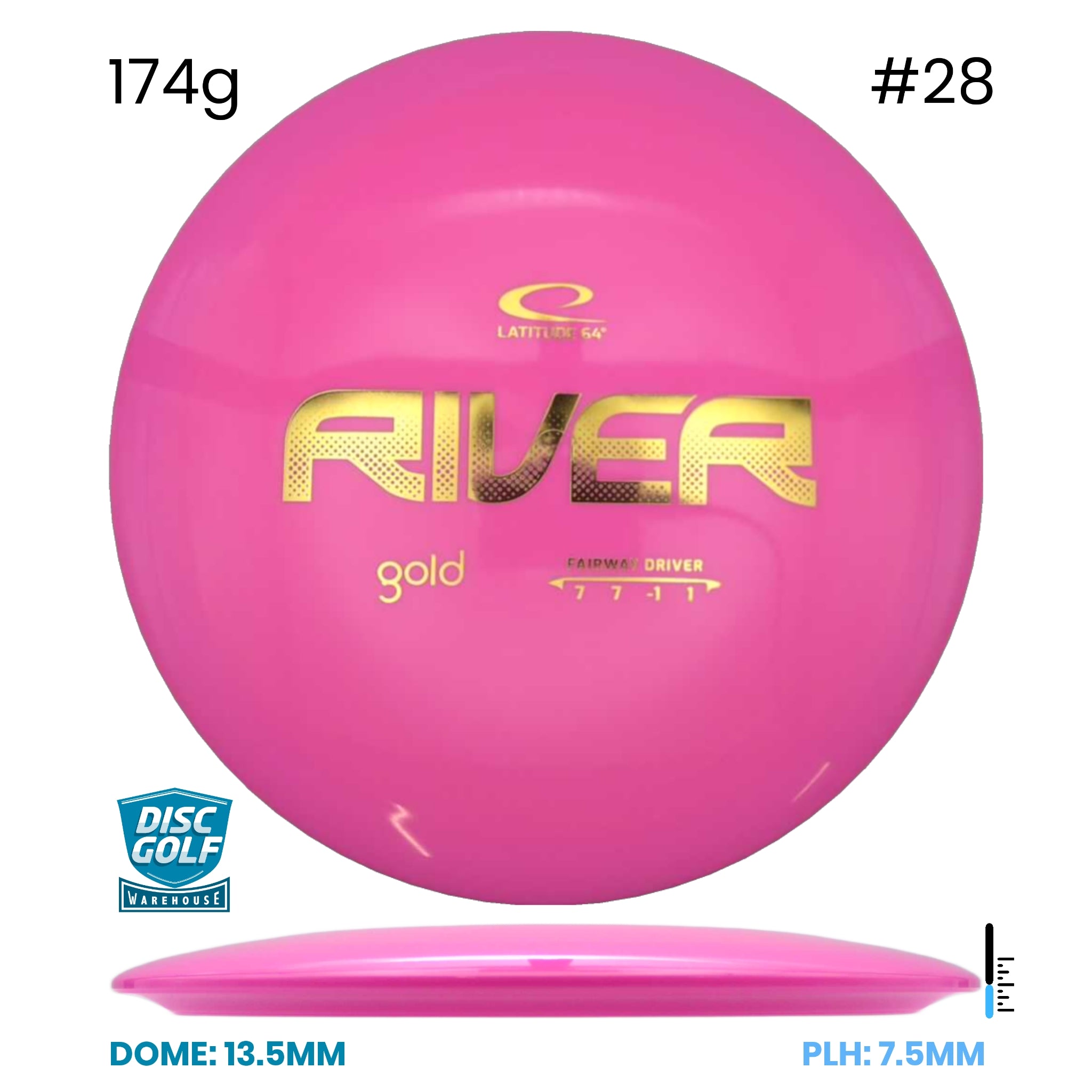 Disc Golf Warehouse Latitude 64 River - Gold Plastic Pink/Gold 174g