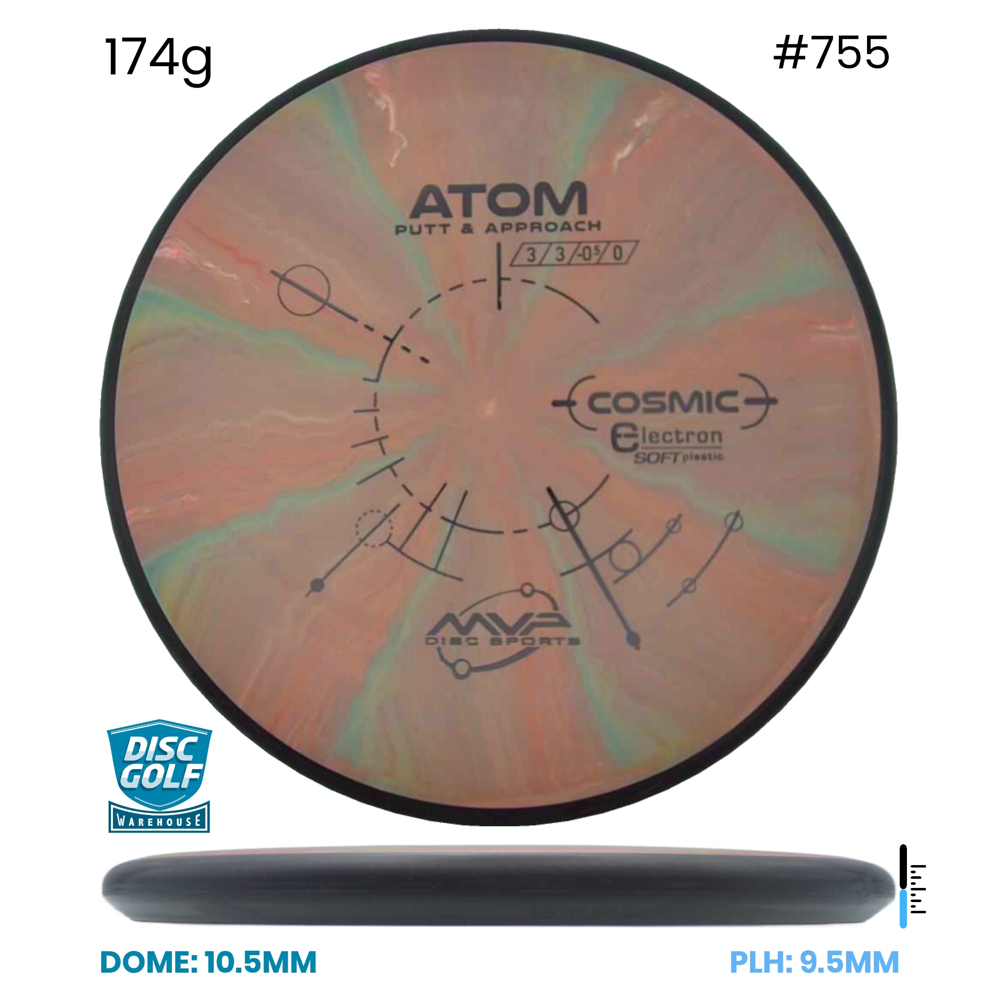 Disc Golf Warehouse MVP Atom - Cosmic Electron Soft Plastic Orange/Black 174g