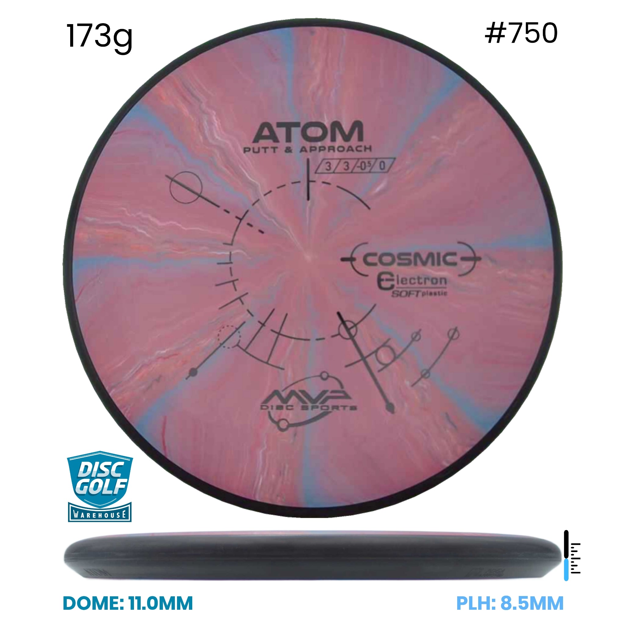 Disc Golf Warehouse MVP Atom - Cosmic Electron Soft Plastic Pink/Black 173g