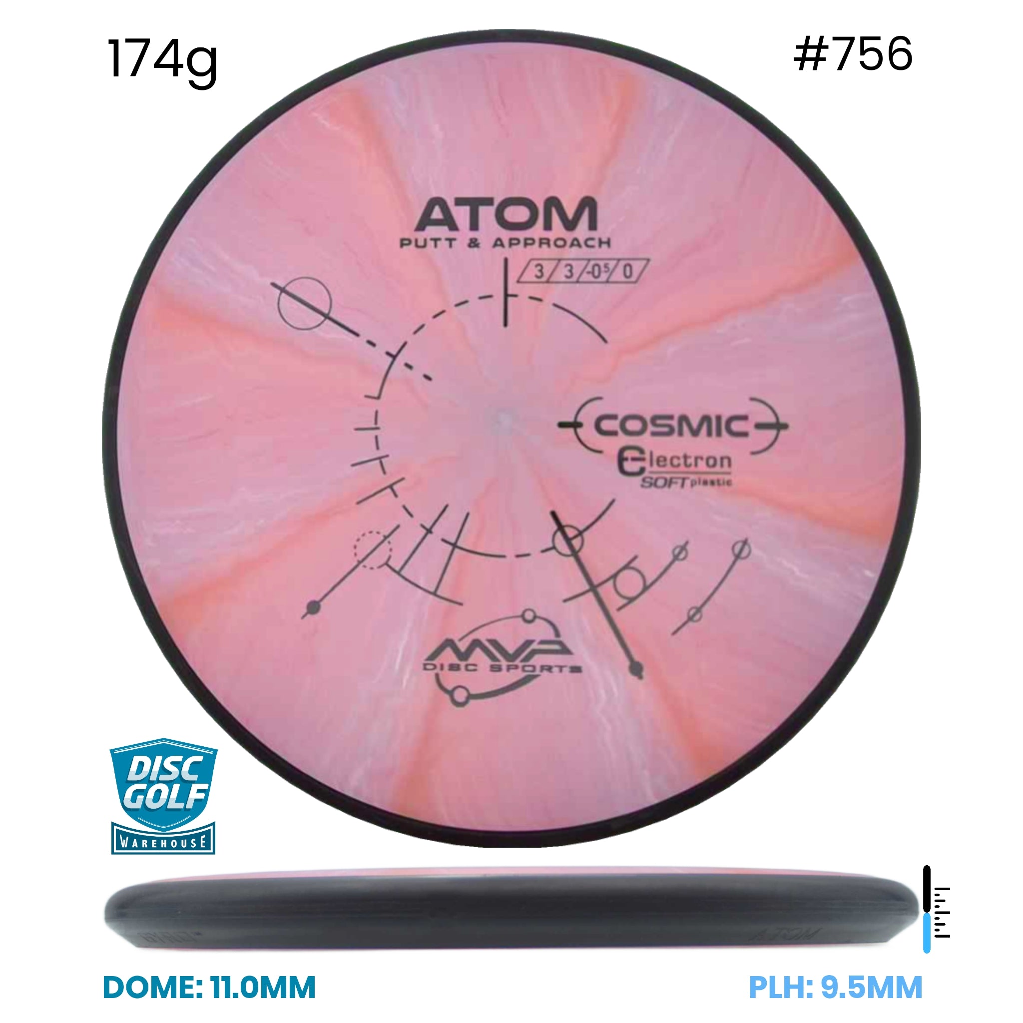 Disc Golf Warehouse MVP Atom - Cosmic Electron Soft Plastic Pink/Black 174g