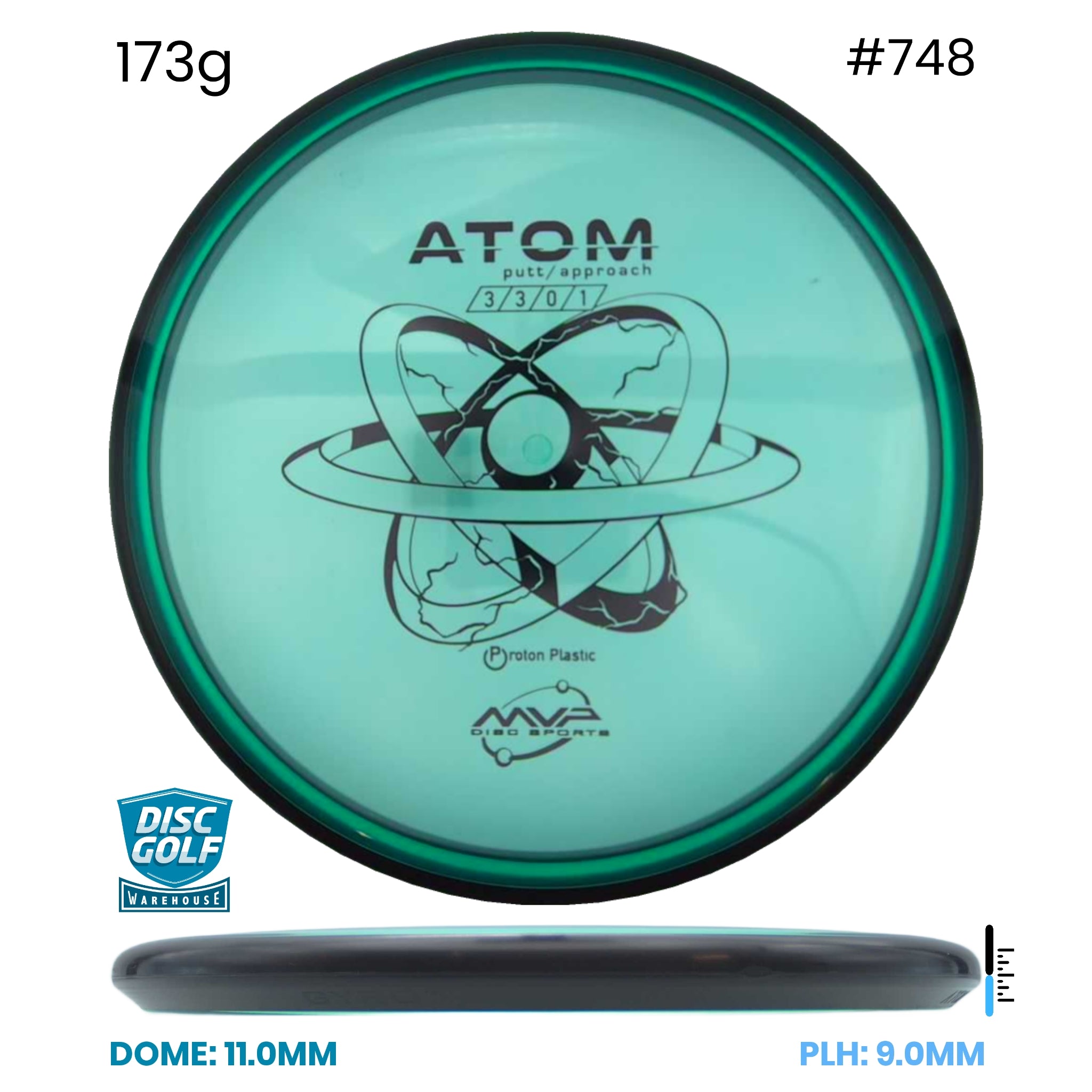 Disc Golf Warehouse MVP Atom - Proton Plastic Turquoise/Black 173g