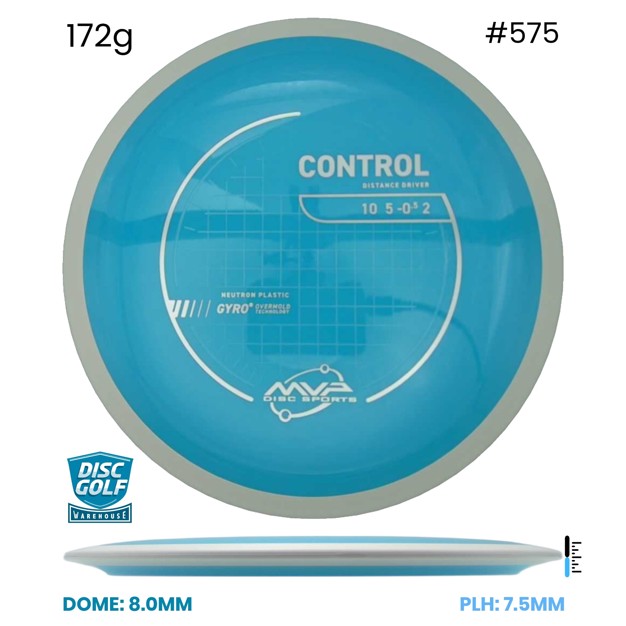 Disc Golf Warehouse MVP Control - Neutron Plastic Day Glow/White 172g
