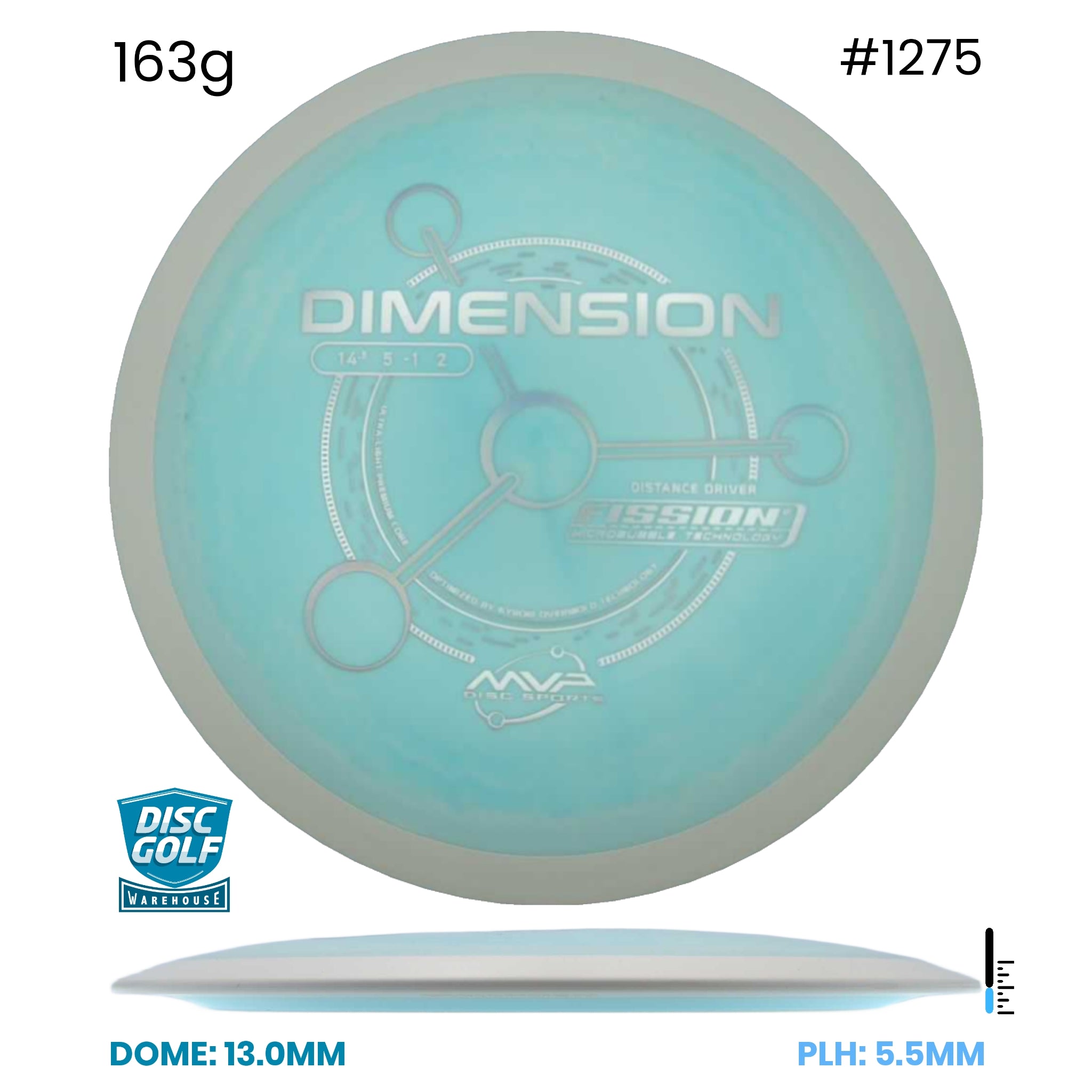Disc Golf Warehouse MVP Dimension - Fission Plastic Blue/Silver 163g
