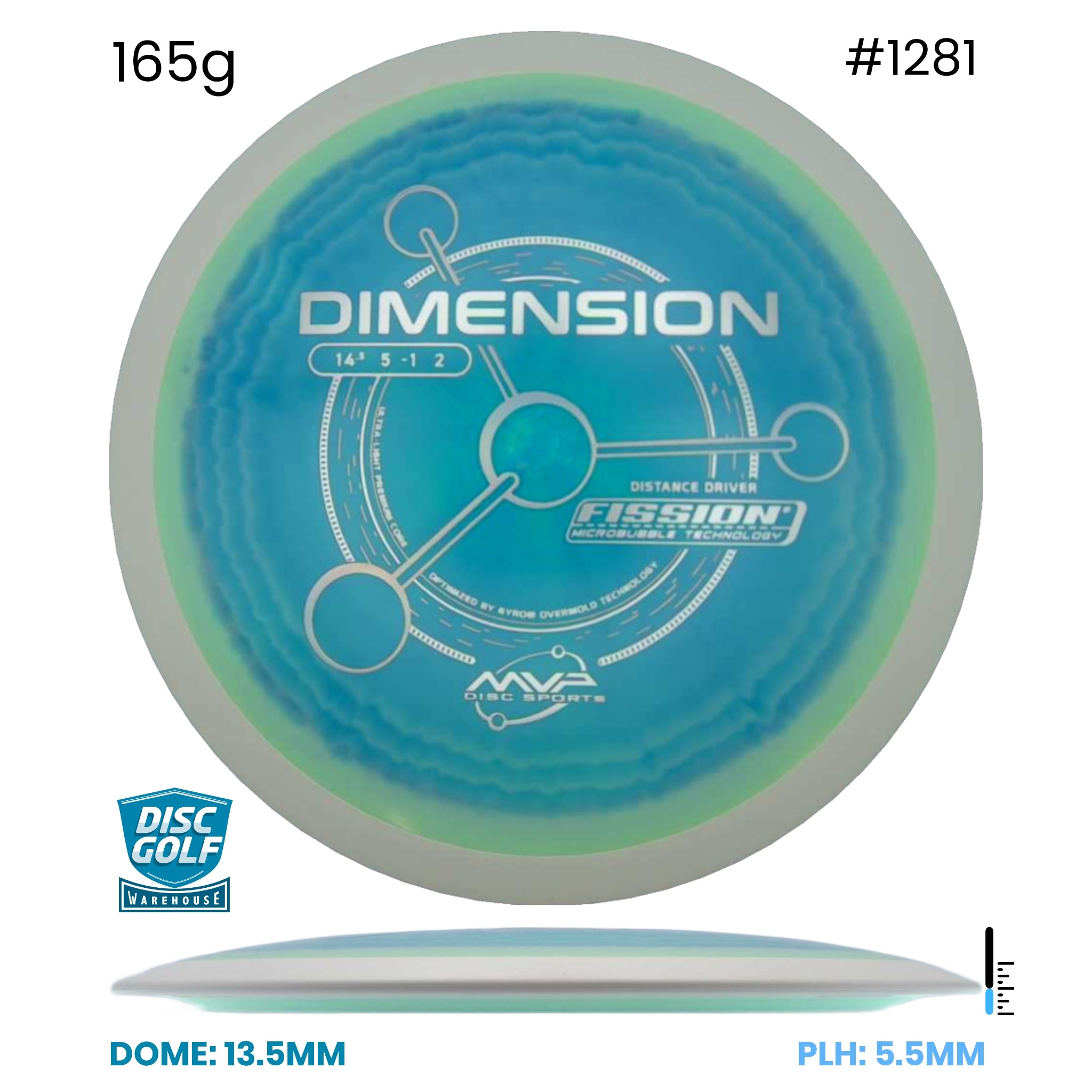 Disc Golf Warehouse MVP Dimension - Fission Plastic Blue/Silver 165g