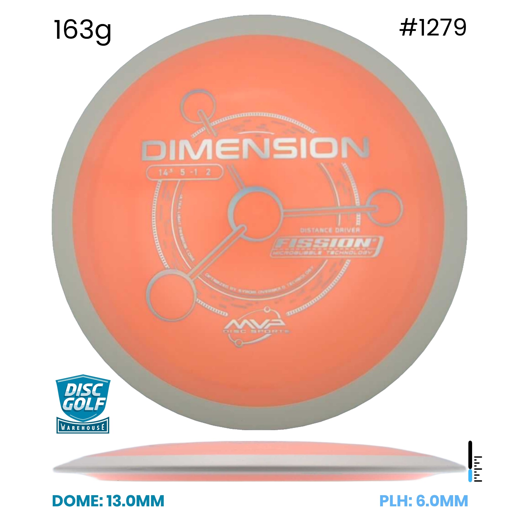 Disc Golf Warehouse MVP Dimension - Fission Plastic Orange/Silver 163g
