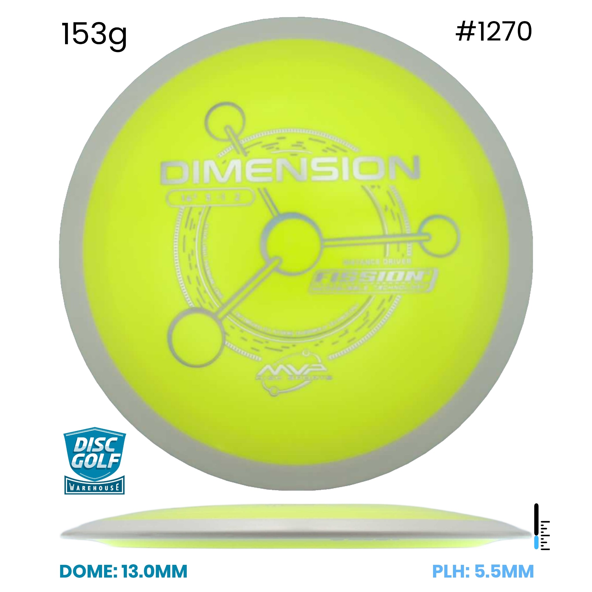 Disc Golf Warehouse MVP Dimension - Fission Plastic Yellow/Silver 153g