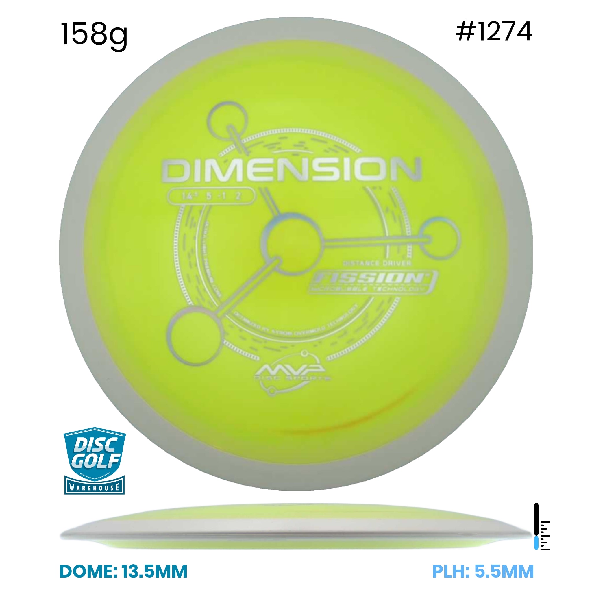 Disc Golf Warehouse MVP Dimension - Fission Plastic Yellow/Silver 158g