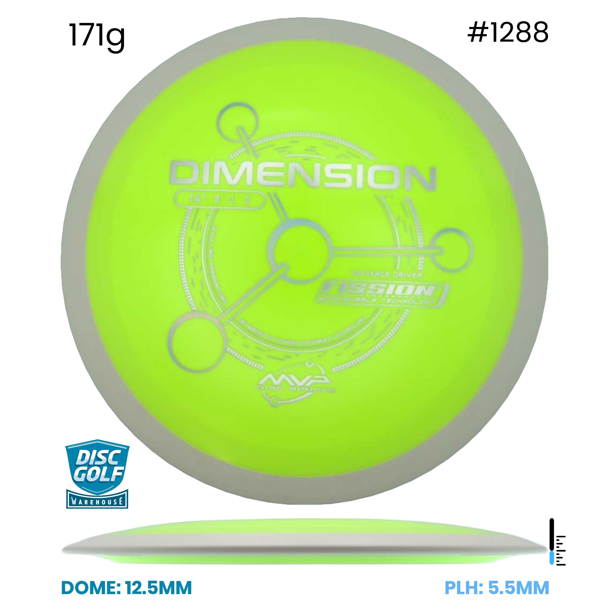 Disc Golf Warehouse MVP Dimension - Fission Plastic Yellow/Silver 171g