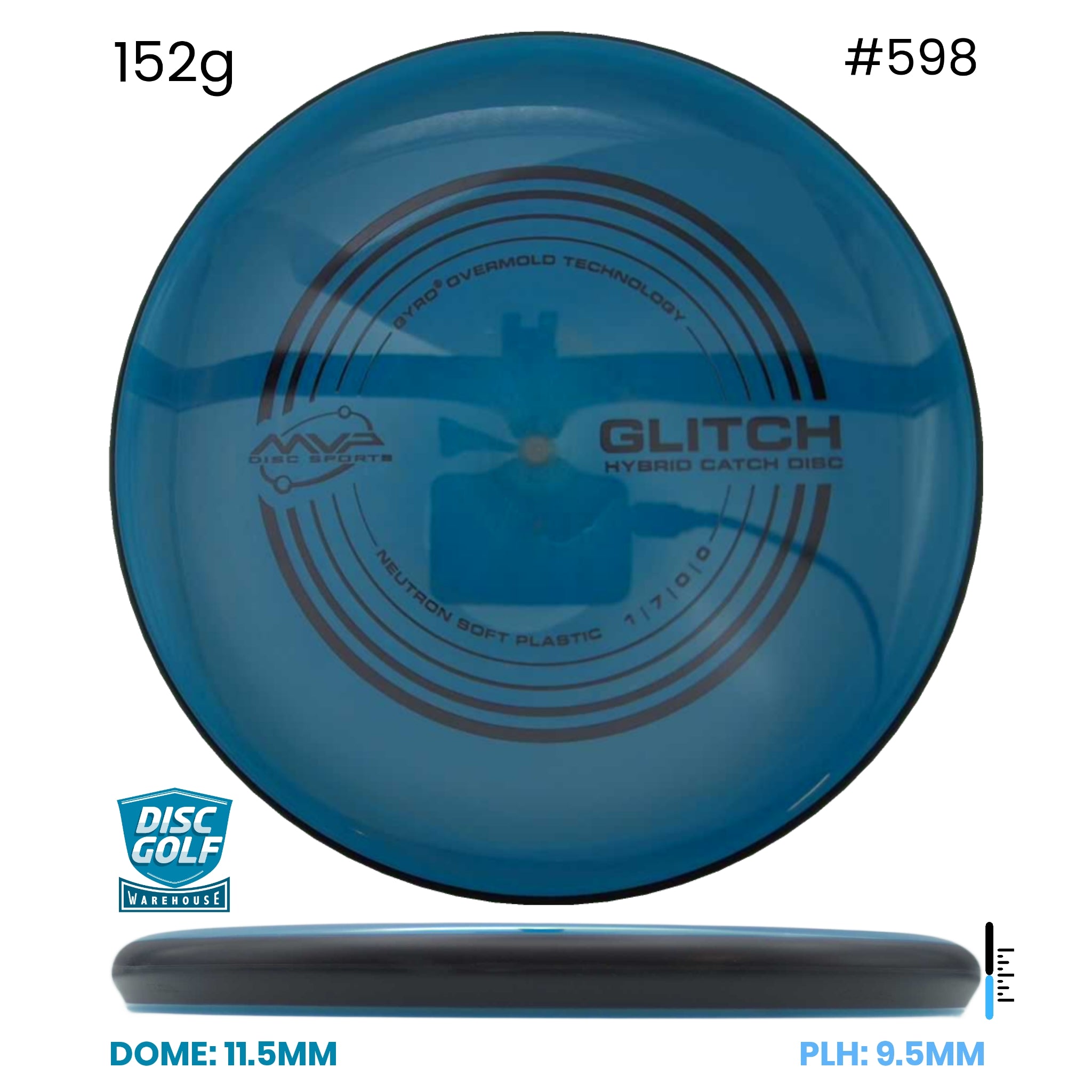 Disc Golf Warehouse MVP Glitch - Neutron Soft Plastic Blue/Black 152g