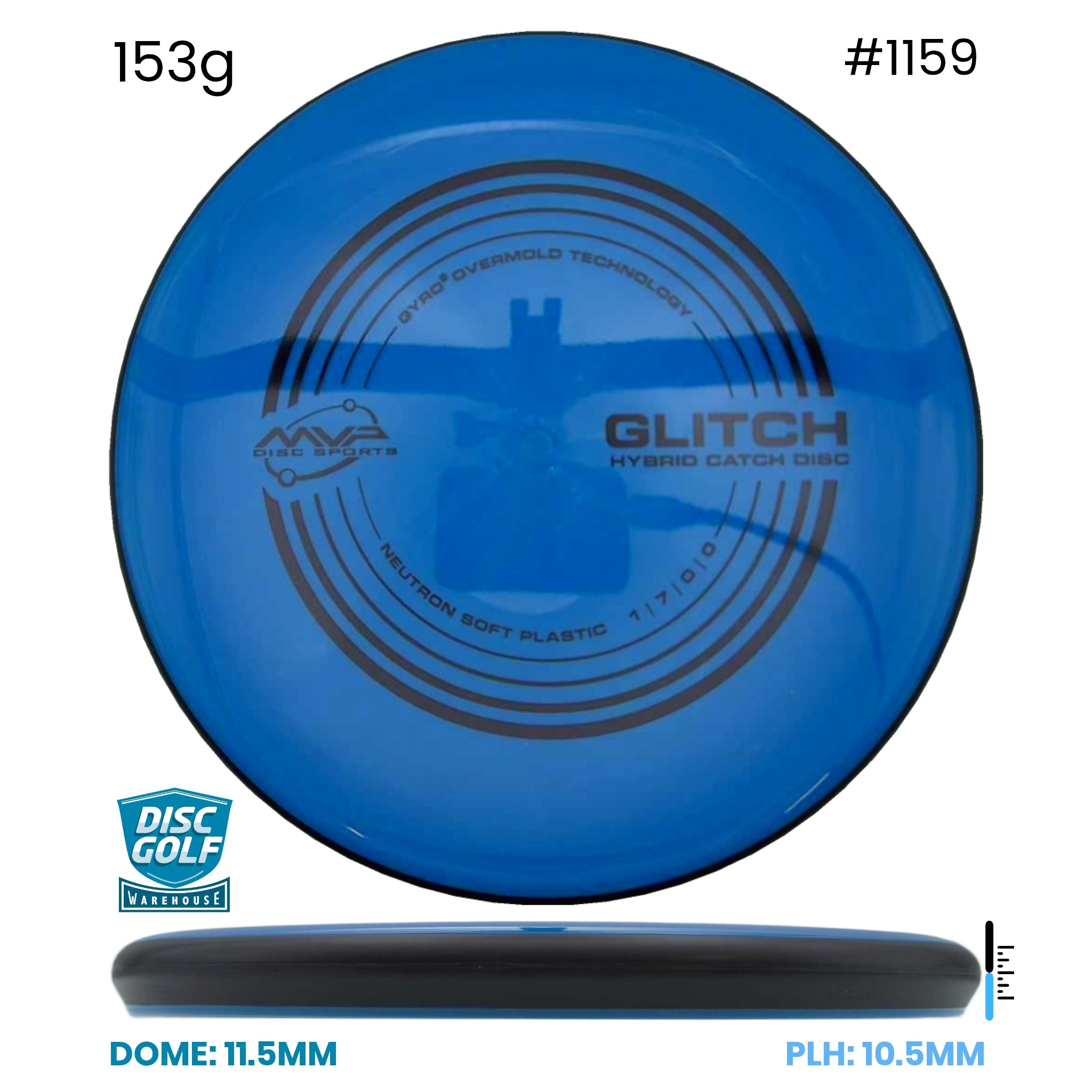 Disc Golf Warehouse MVP Glitch - Neutron Soft Plastic Blue/Black 153g