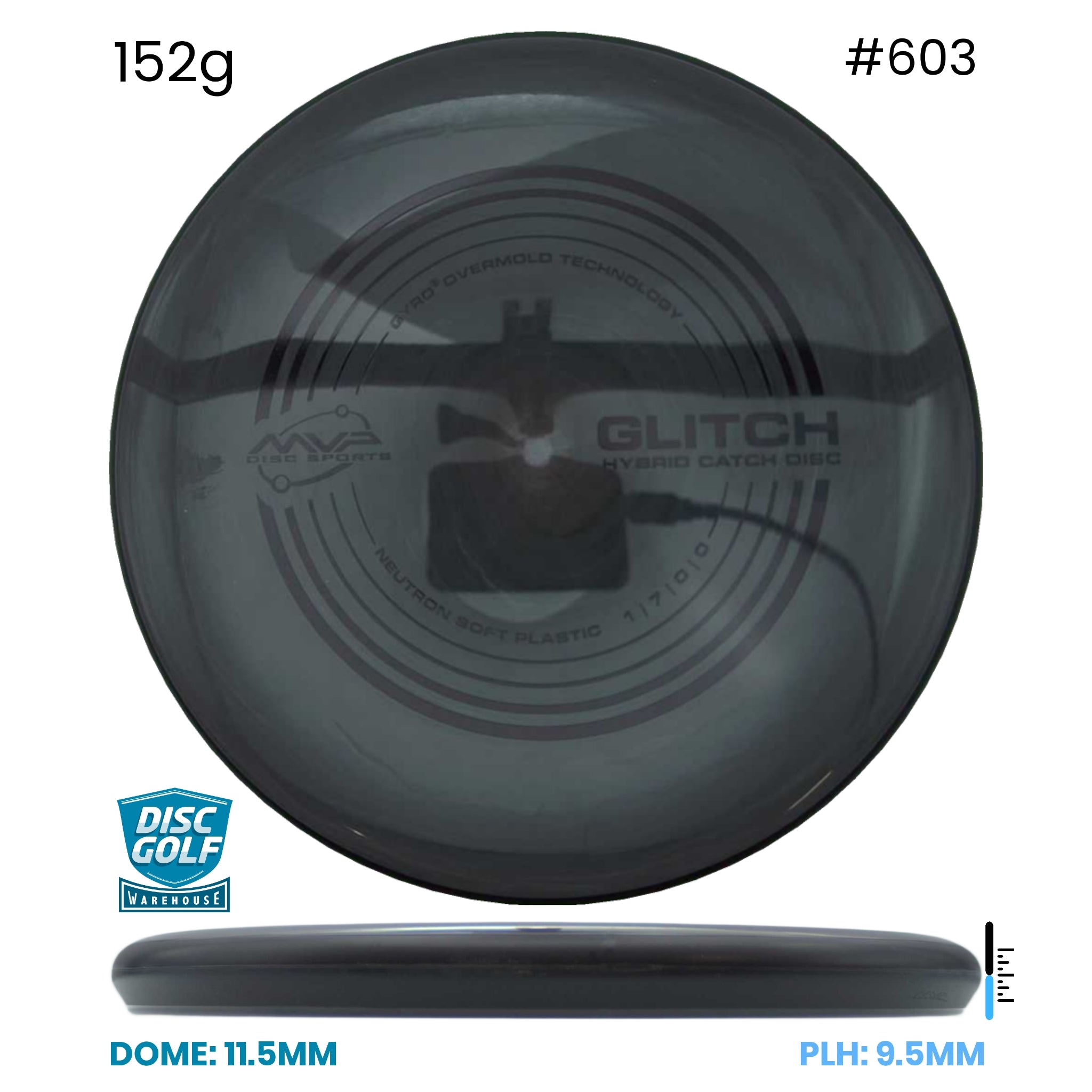 Disc Golf Warehouse MVP Glitch - Neutron Soft Plastic Clear/Black 152g
