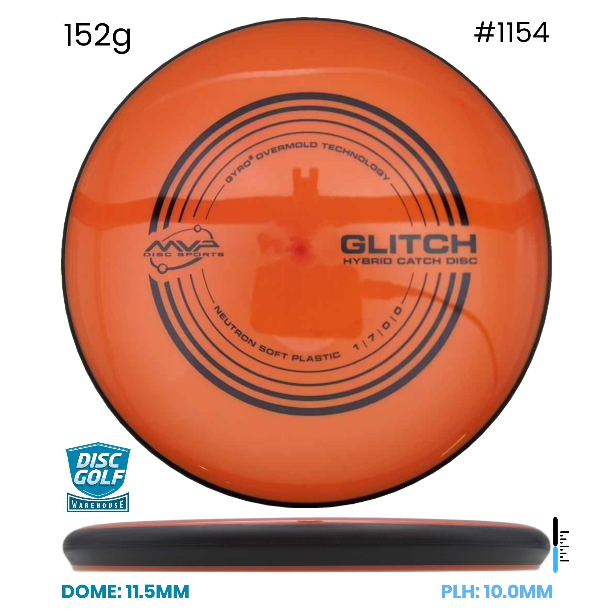 Disc Golf Warehouse MVP Glitch - Neutron Soft Plastic Orange /Black 152g