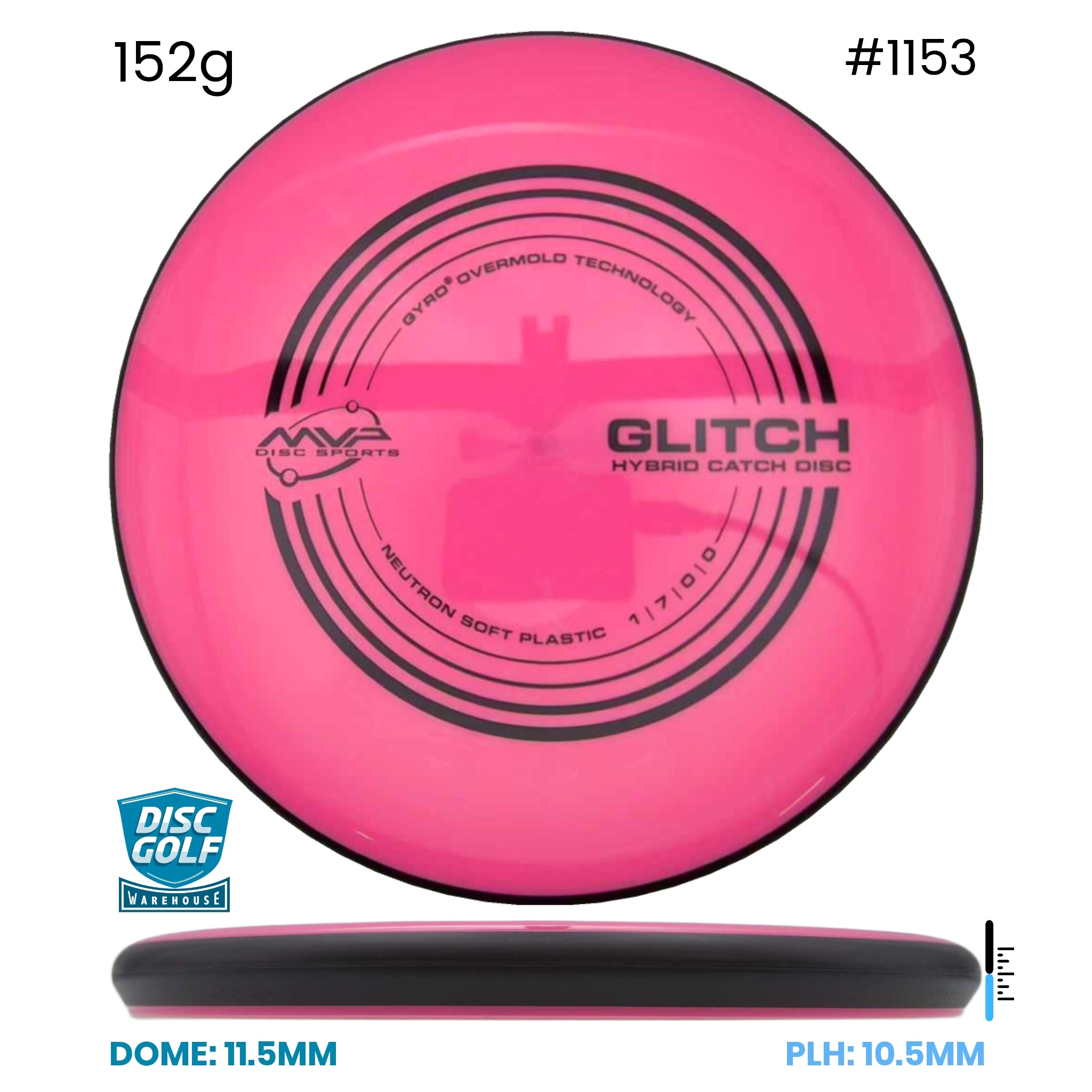 Disc Golf Warehouse MVP Glitch - Neutron Soft Plastic Pink/Black 152g