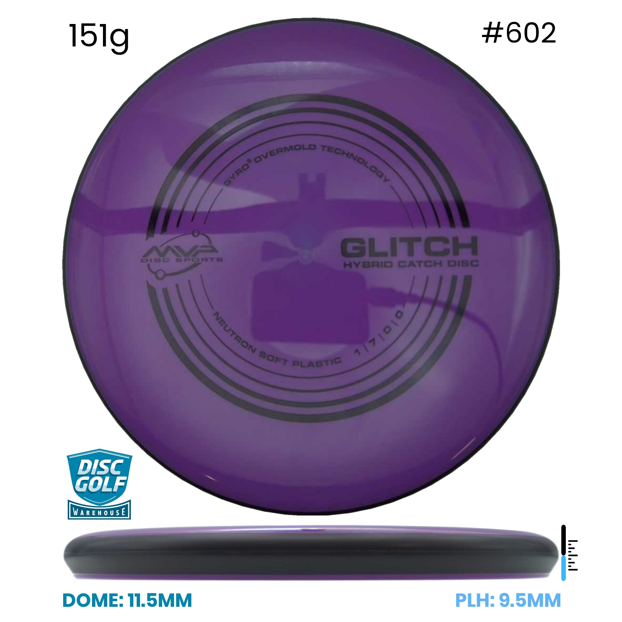 Disc Golf Warehouse MVP Glitch - Neutron Soft Plastic Purple/Black 151g