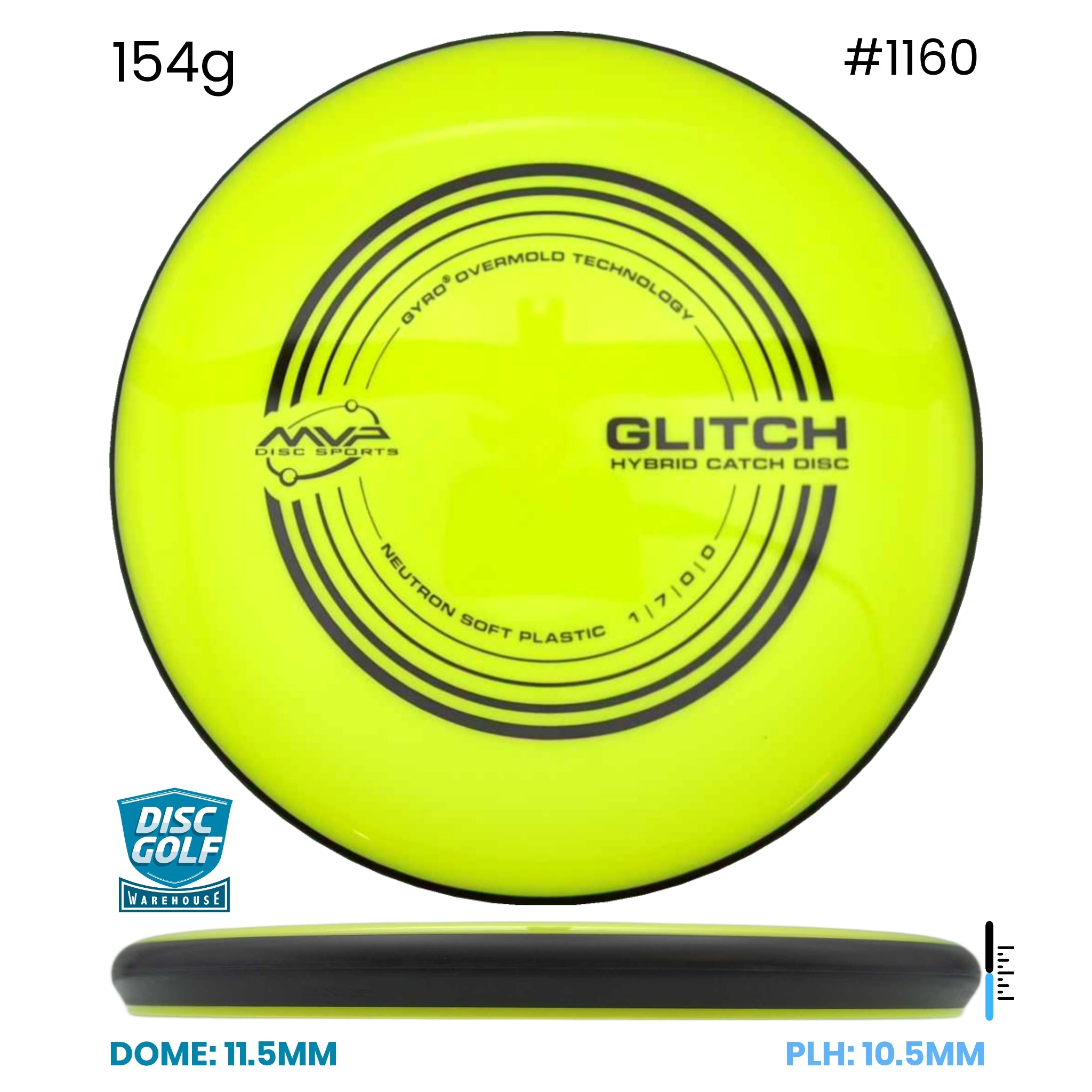 Disc Golf Warehouse MVP Glitch - Neutron Soft Plastic Yellow/Black 154g