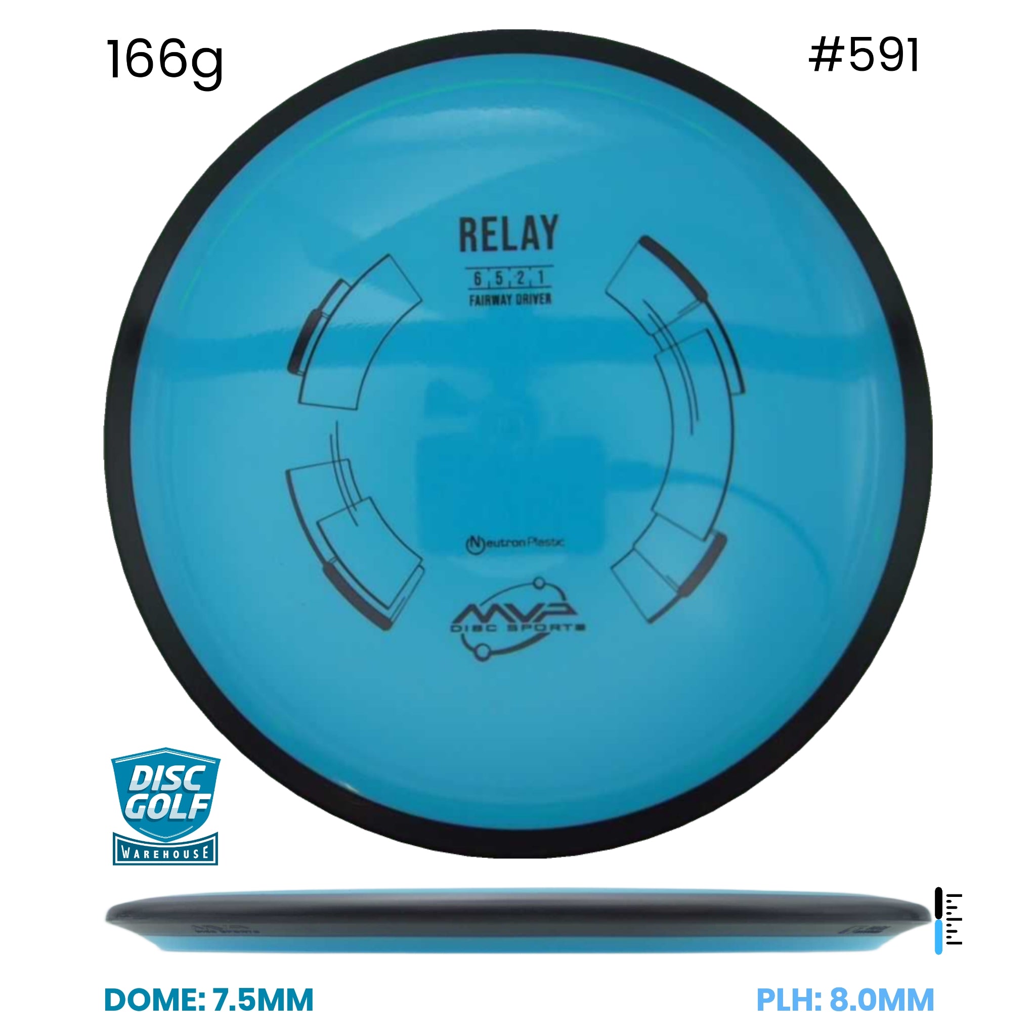 Disc Golf Warehouse MVP Relay - Neutron Plastic Blue/Black 166g