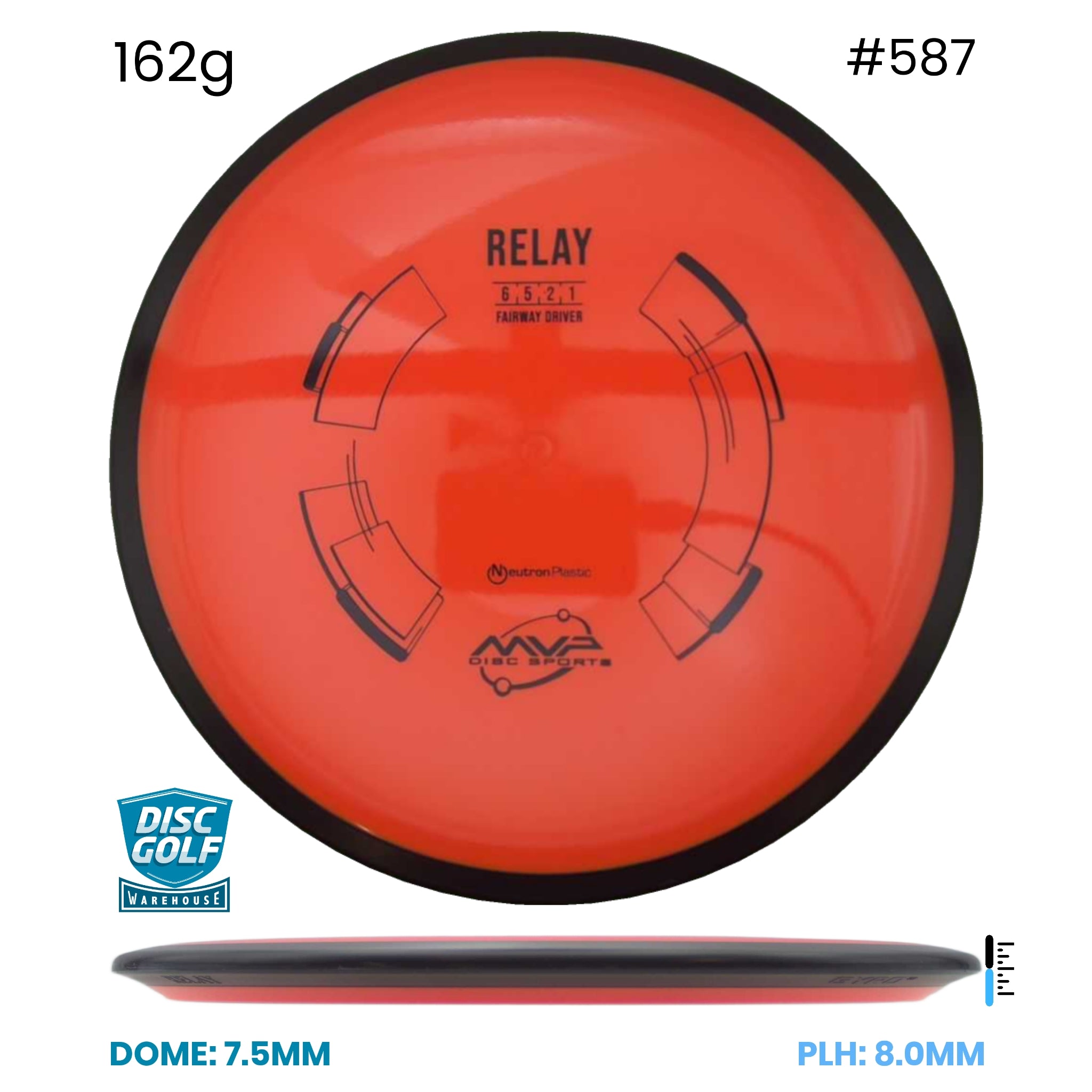 Disc Golf Warehouse MVP Relay - Neutron Plastic Orange/Black 162g