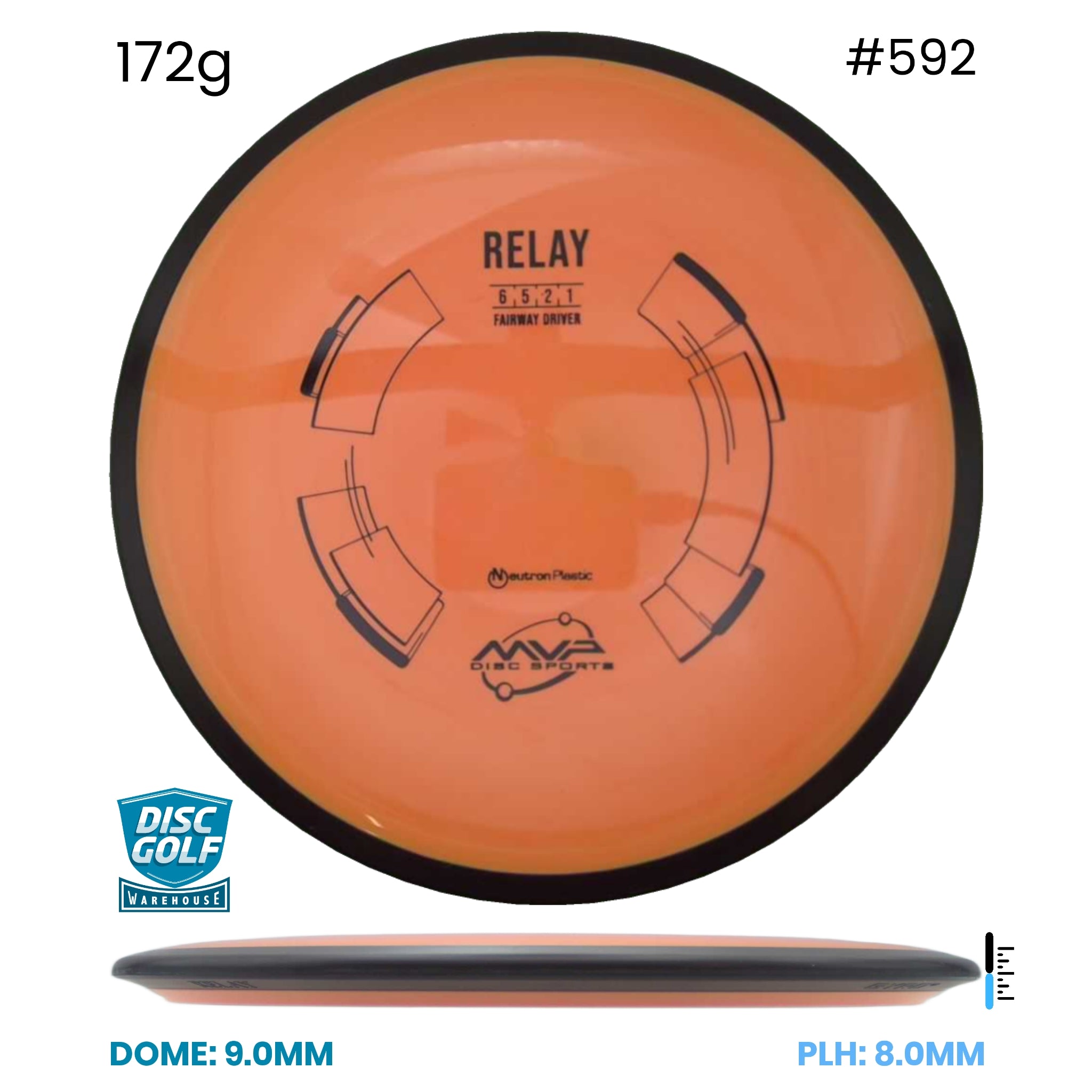 Disc Golf Warehouse MVP Relay - Neutron Plastic Orange/Black 172g