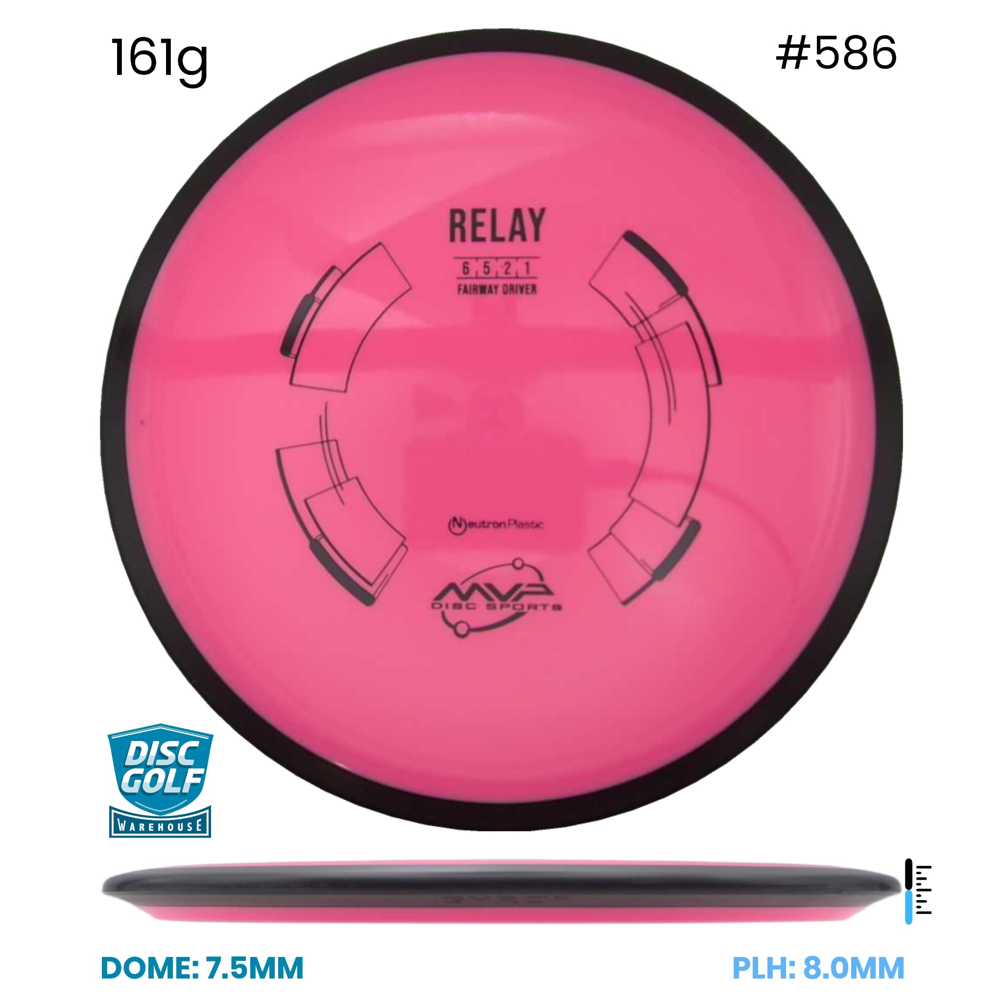 Disc Golf Warehouse MVP Relay - Neutron Plastic Pink/Black 161g
