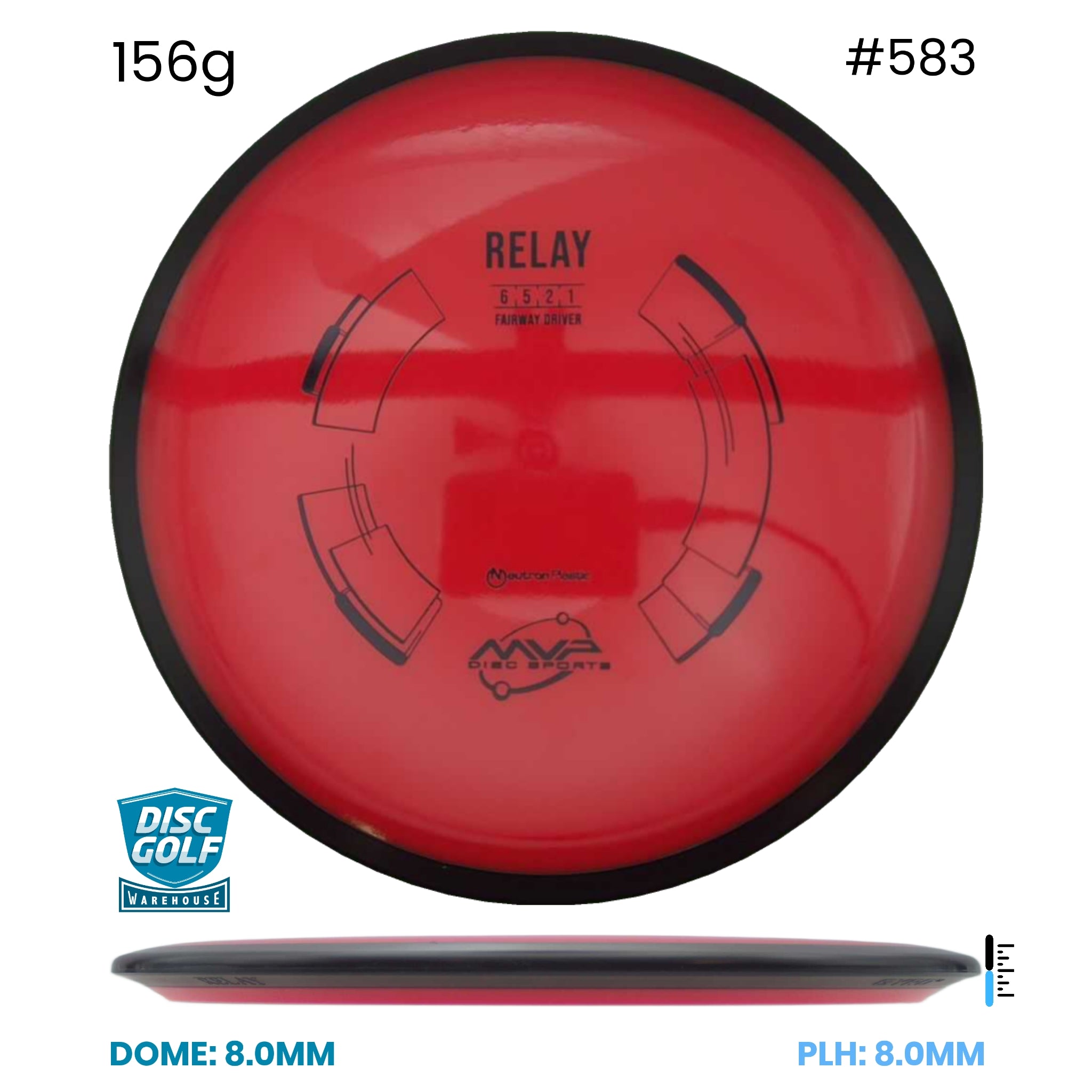 Disc Golf Warehouse MVP Relay - Neutron Plastic Red/Black 156g