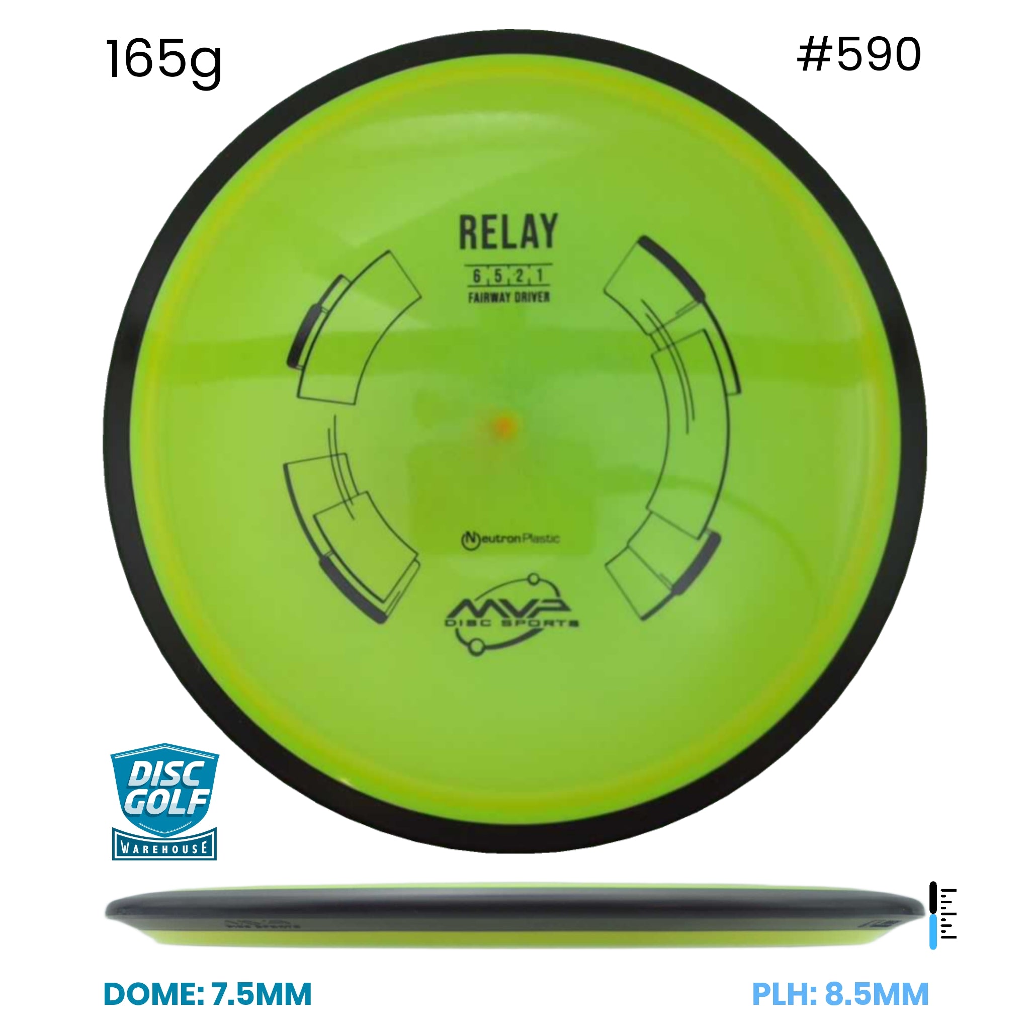 Disc Golf Warehouse MVP Relay - Neutron Plastic Yellow/Black 165g