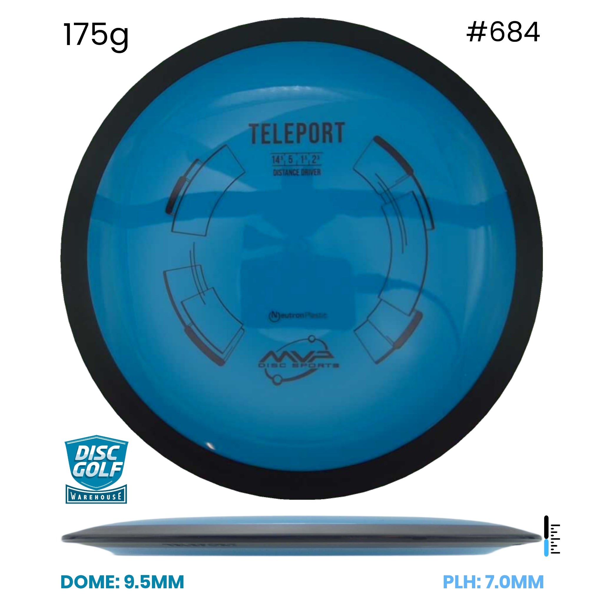 Disc Golf Warehouse MVP Teleport - Neutron Plastic Blue/Black 175g