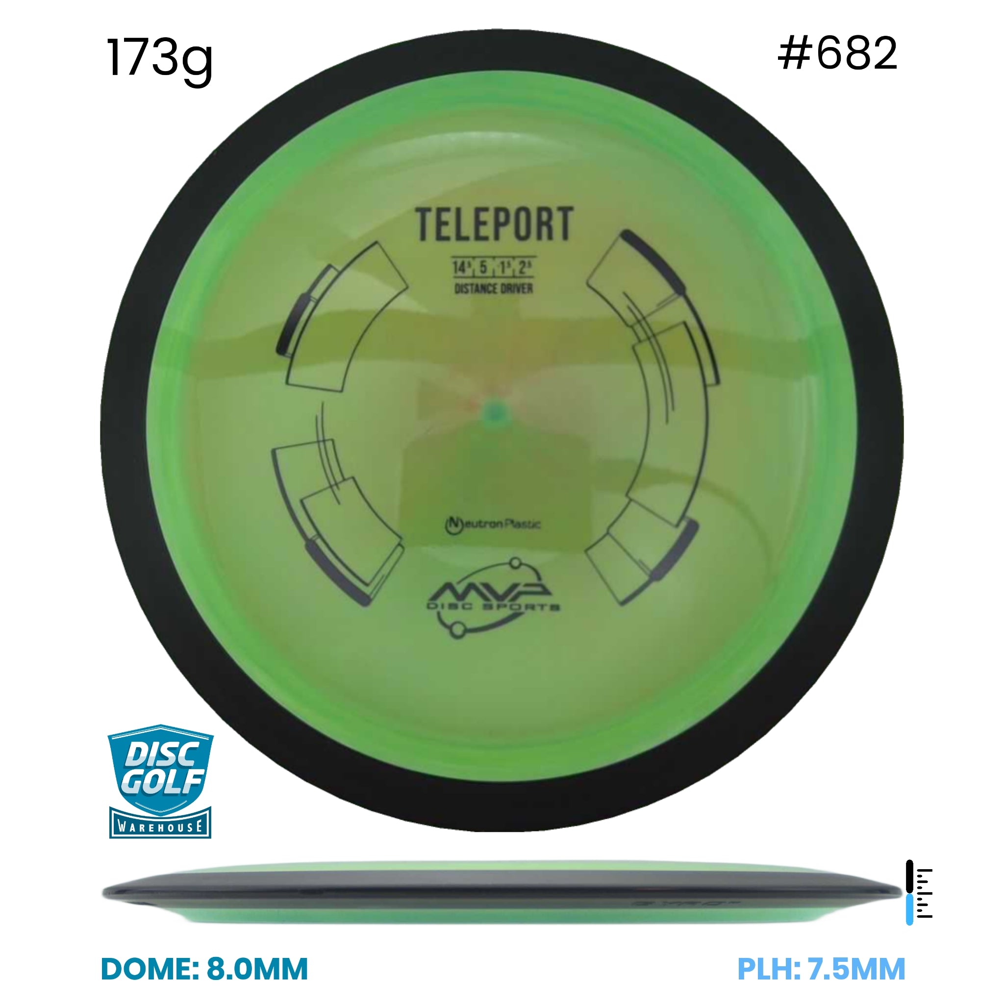 Disc Golf Warehouse MVP Teleport - Neutron Plastic Green/Black 173g