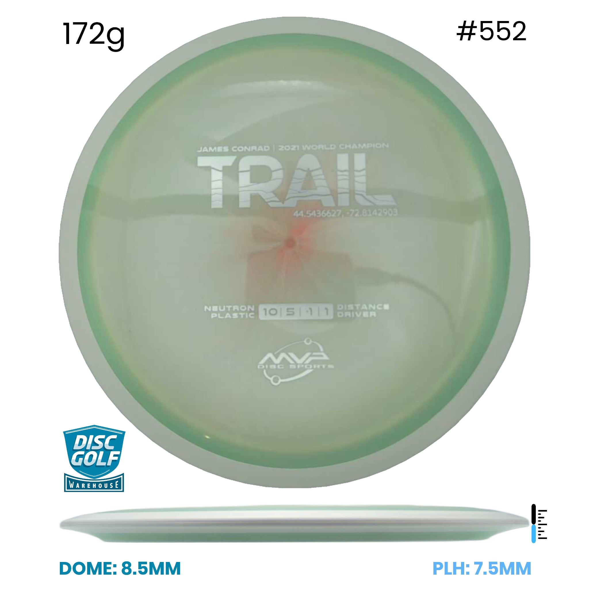 Disc Golf Warehouse MVP Trail - Neutron Plastic Green Swirl/Silver 172g