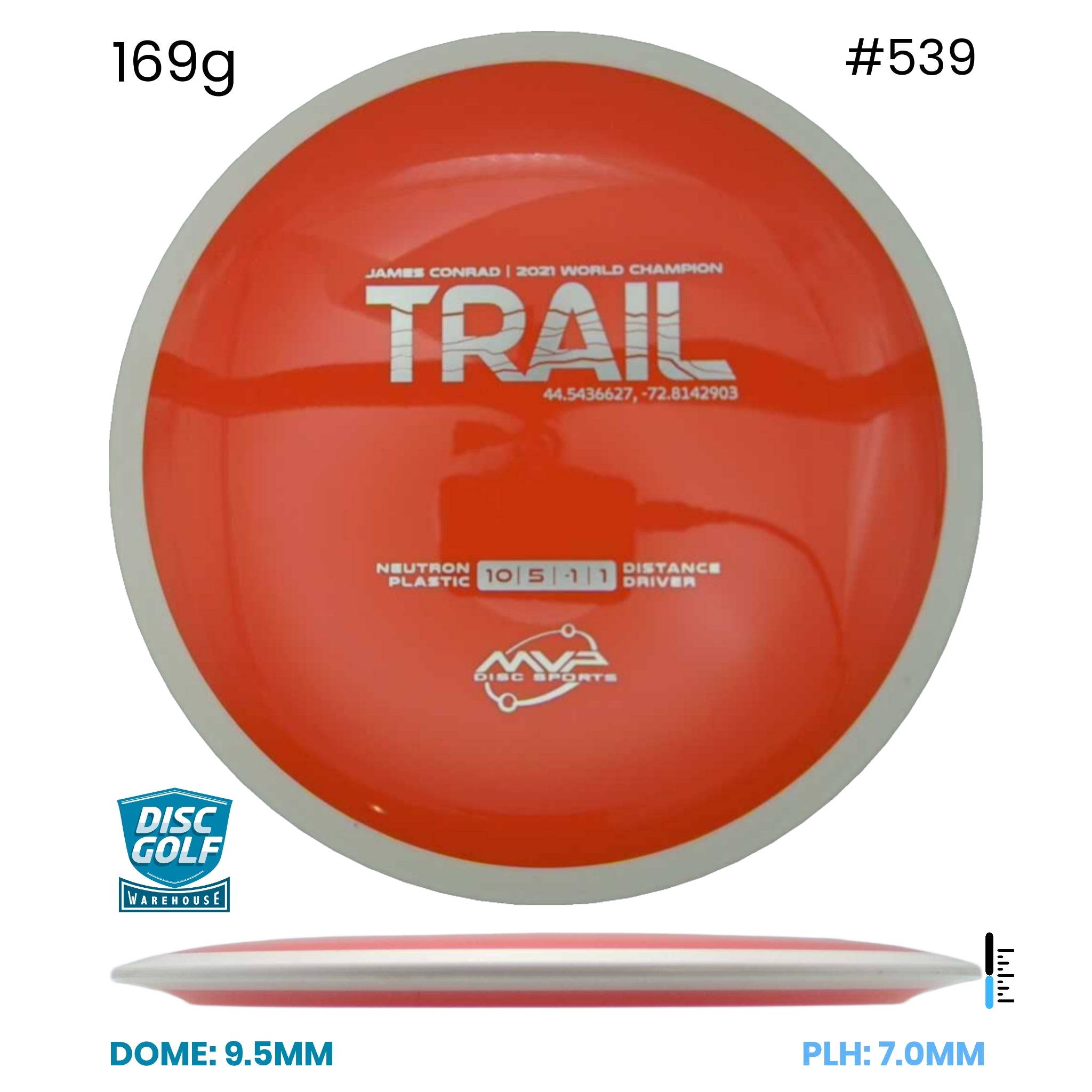 Disc Golf Warehouse MVP Trail - Neutron Plastic Orange/Silver 169g