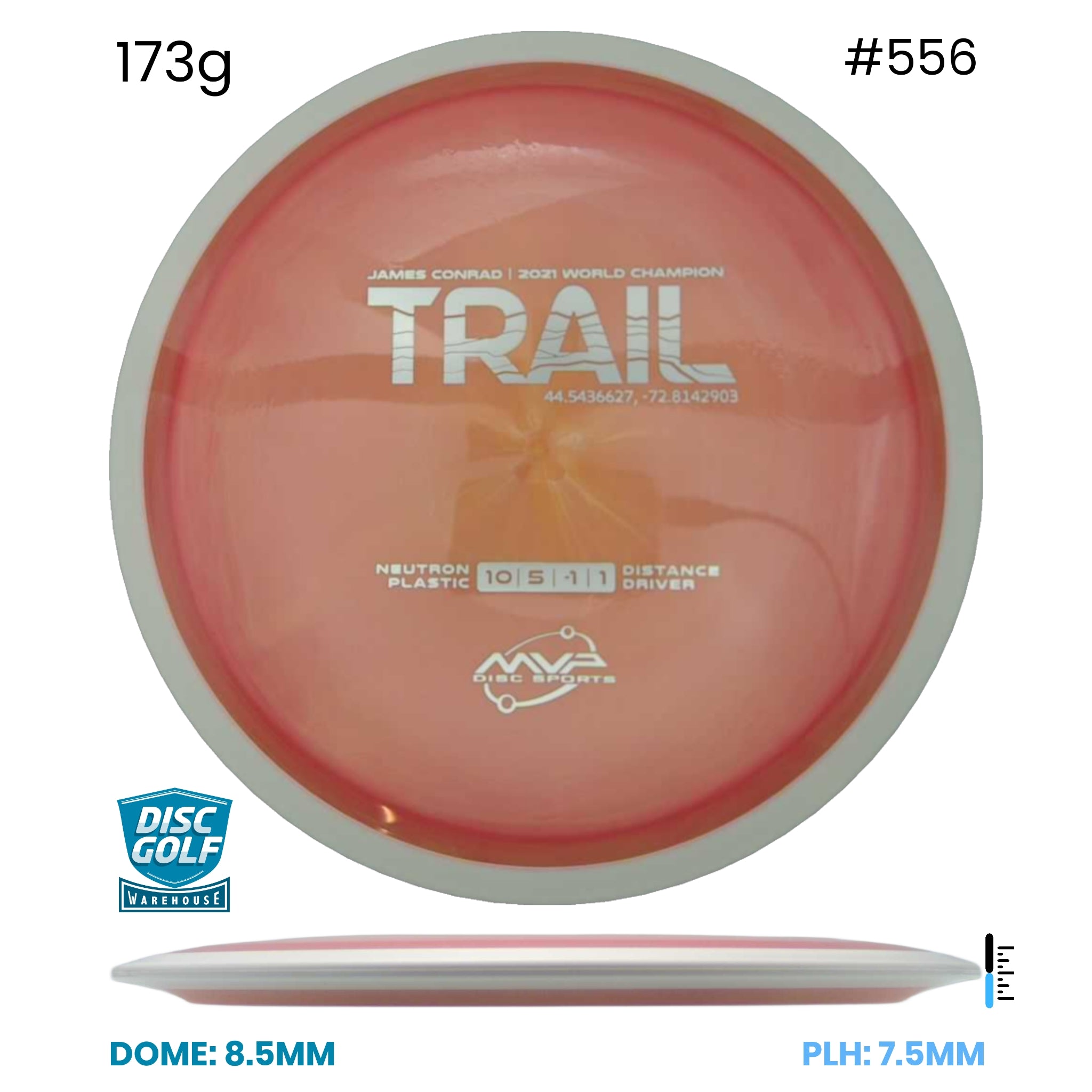 Disc Golf Warehouse MVP Trail - Neutron Plastic Orange/Silver 173g