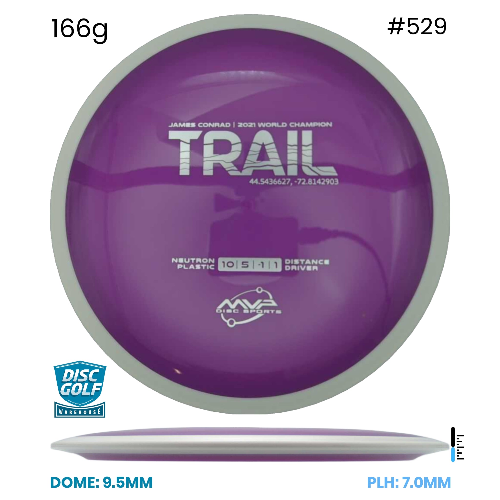Disc Golf Warehouse MVP Trail - Neutron Plastic Purple/Silver 166g